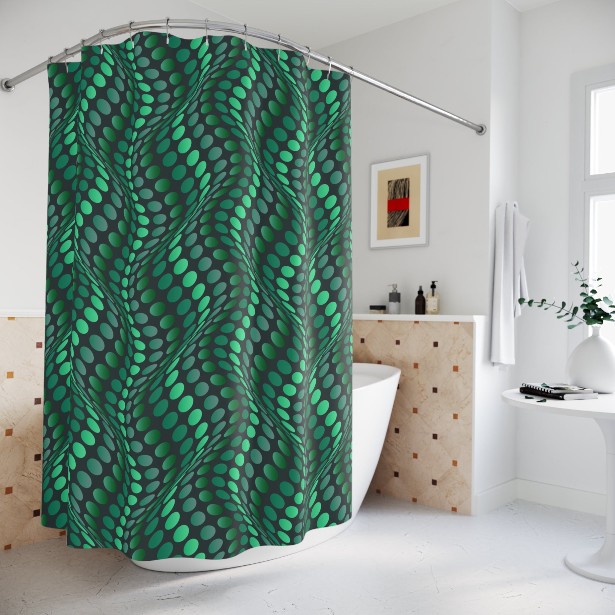 Iguana Wave Pattern Shower Curtain