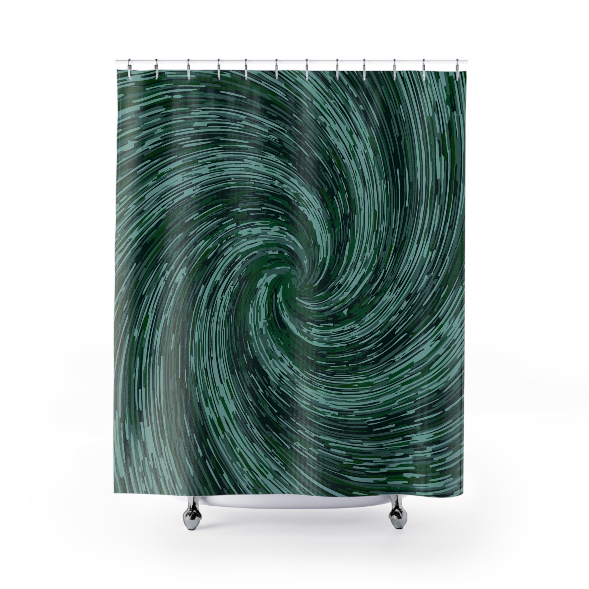 Abstract Green Swirly Pattern Temple Shower Curtain
