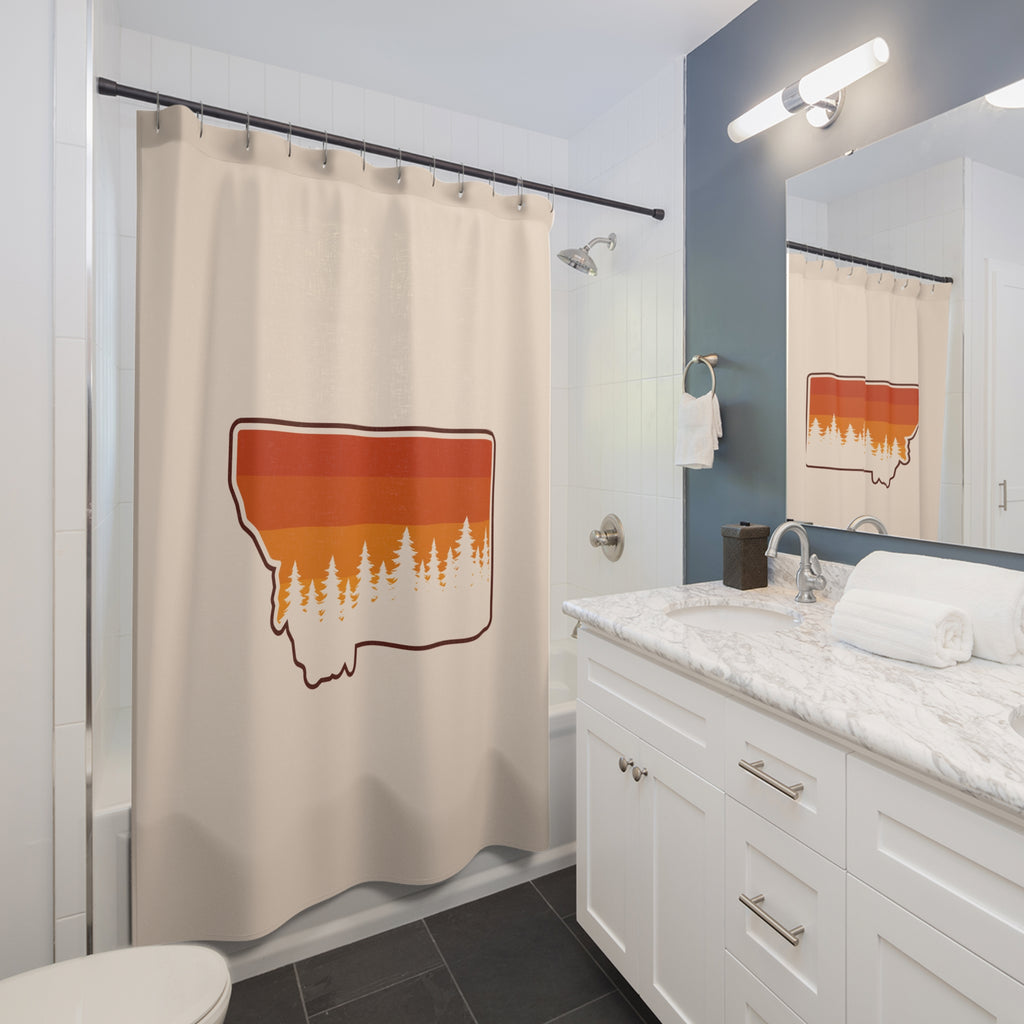 Montana Sunset Shower Curtain | Rustic Bathroom Decor, Nature-Inspired Gift, Bohemian Home Accessory, Outdoor Enthusiast Decor