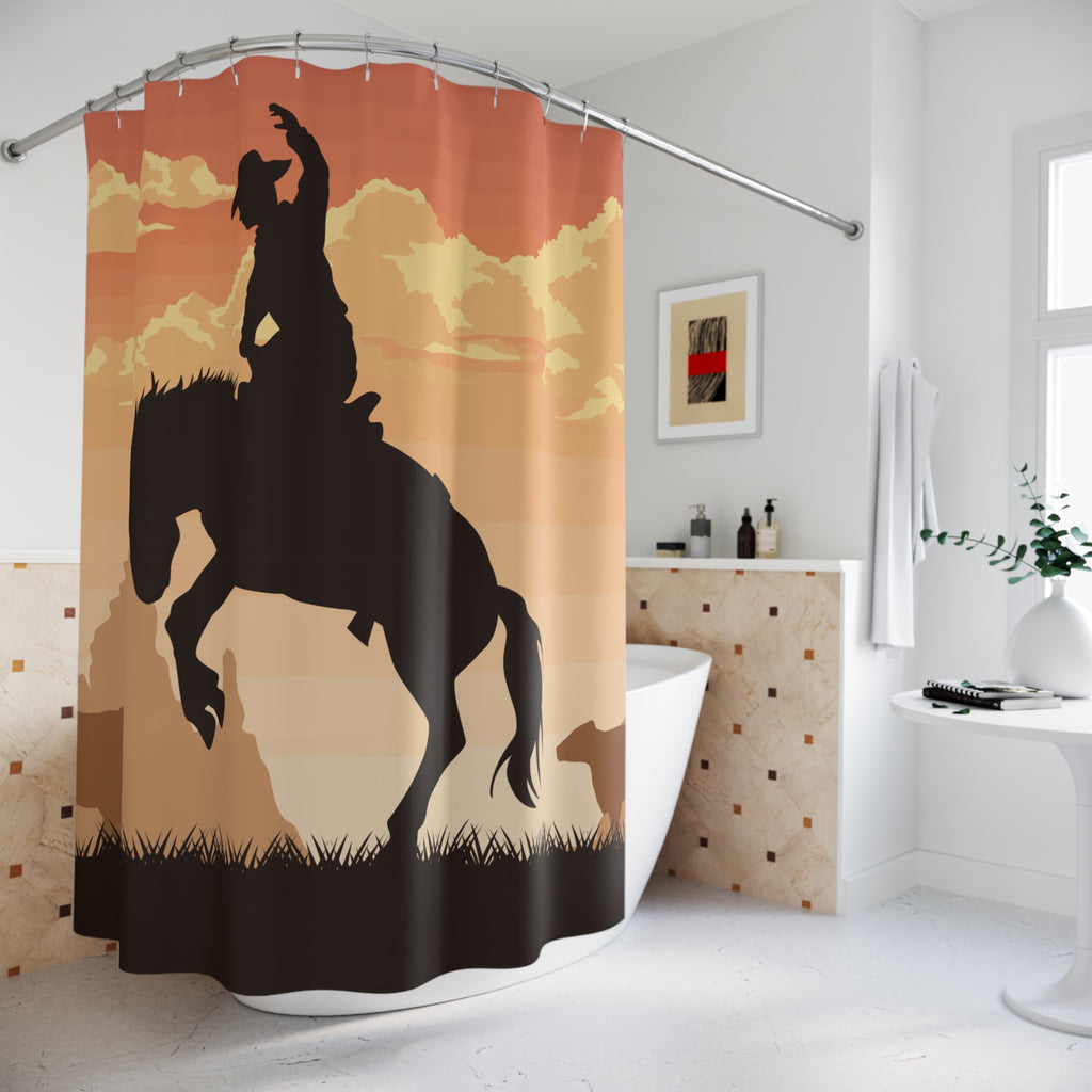 Cowboy Yee Haw Sunset Shower Curtains | Country Decor, Rustic Bathroom, Western Gift, Equestrian Style, Home Accessories