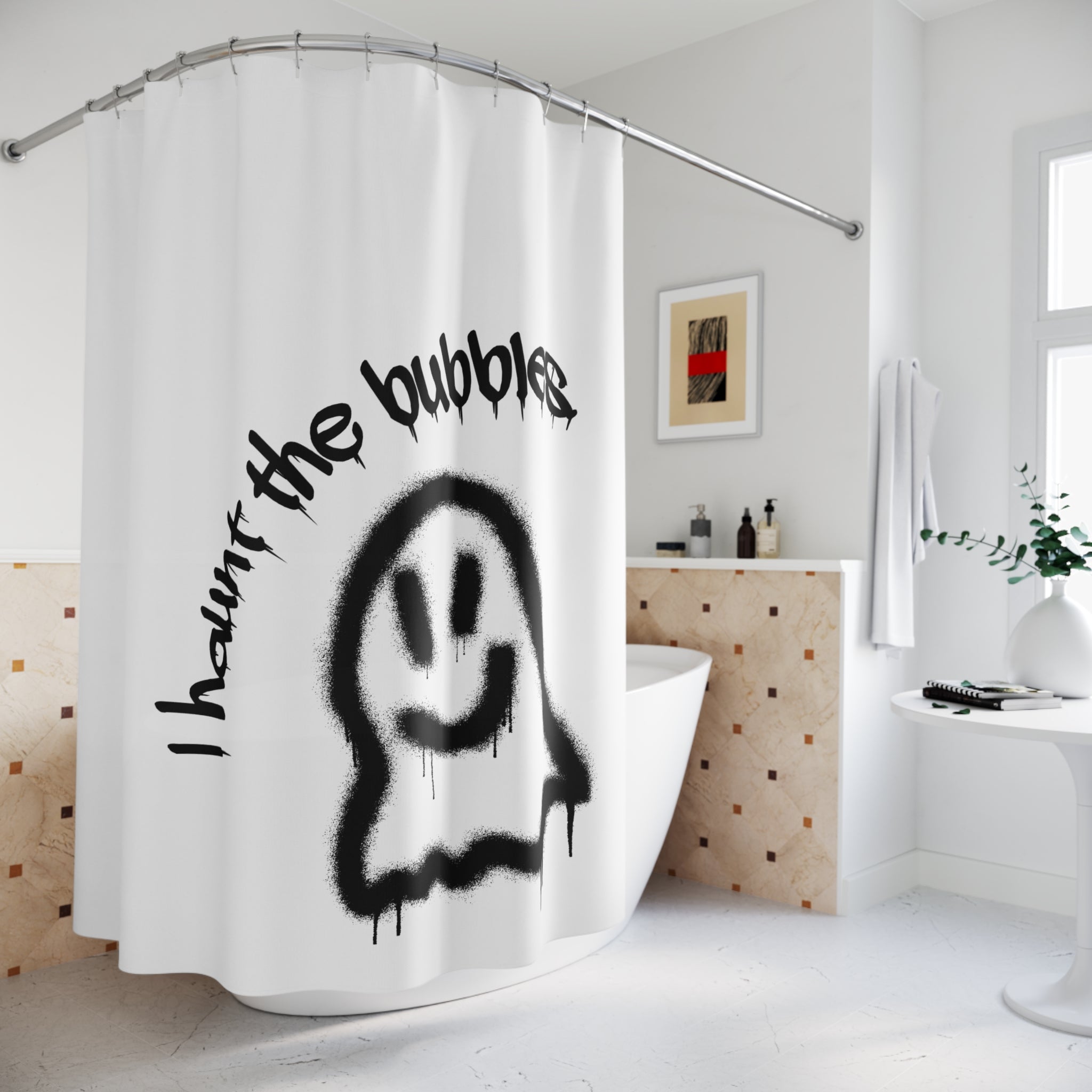 Ghostly Bubble Shower Curtain, Fun Bathroom Decor, Halloween Party Essentials, Kids Room Accessories, Unique Gift Ideas