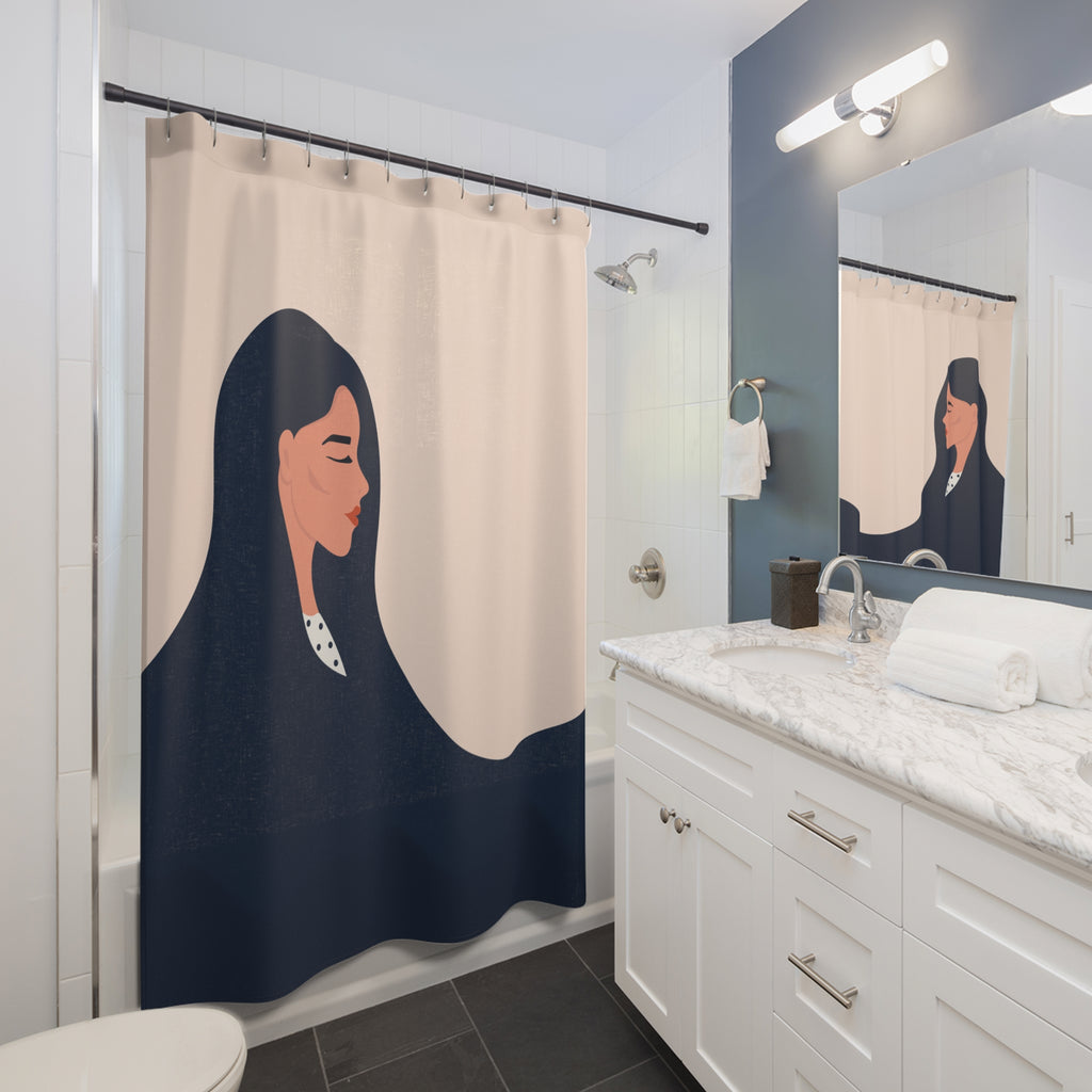 Elegant Minimalist Woman Shower Curtain, Stylish Bathroom Decor, Modern Home Accessory, Gift for Her, Boho Chic Design