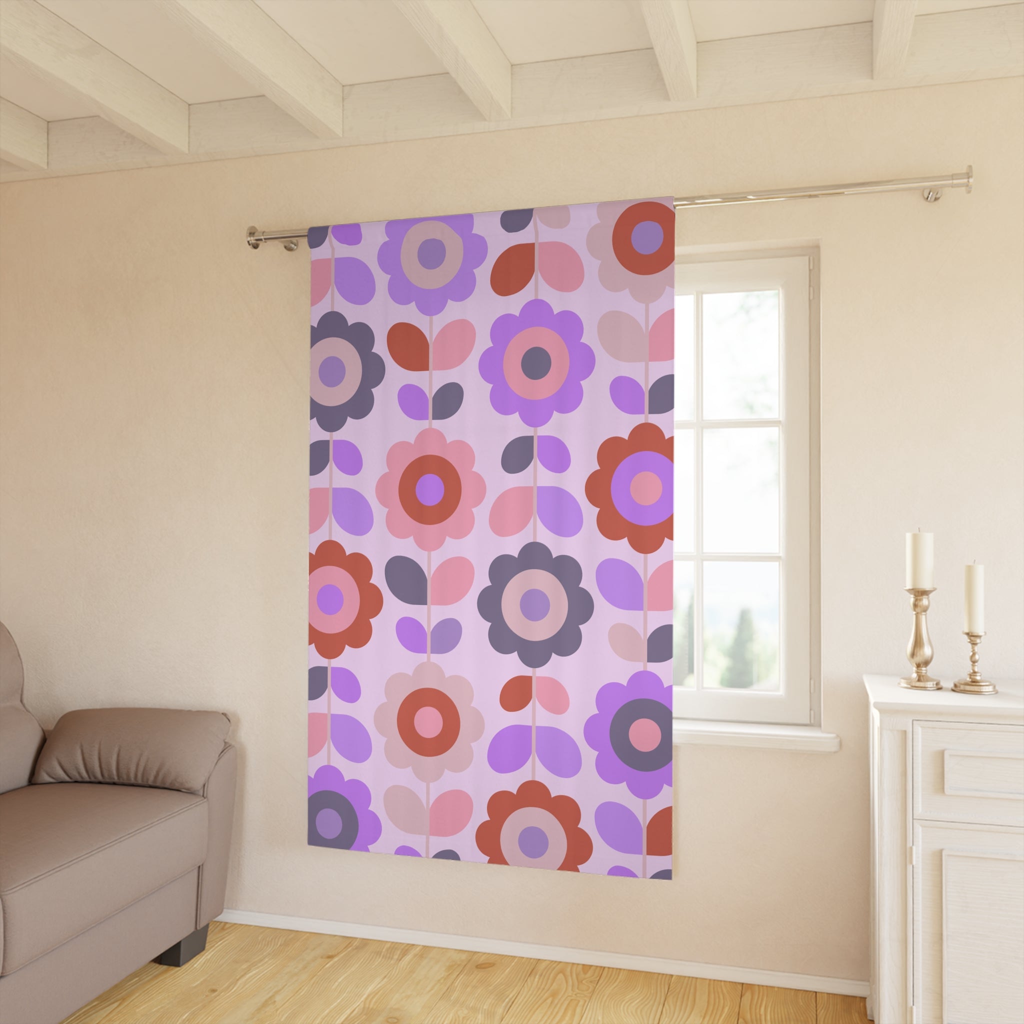 Crazy in Love Purple Floral Pattern Blackout Window Curtain