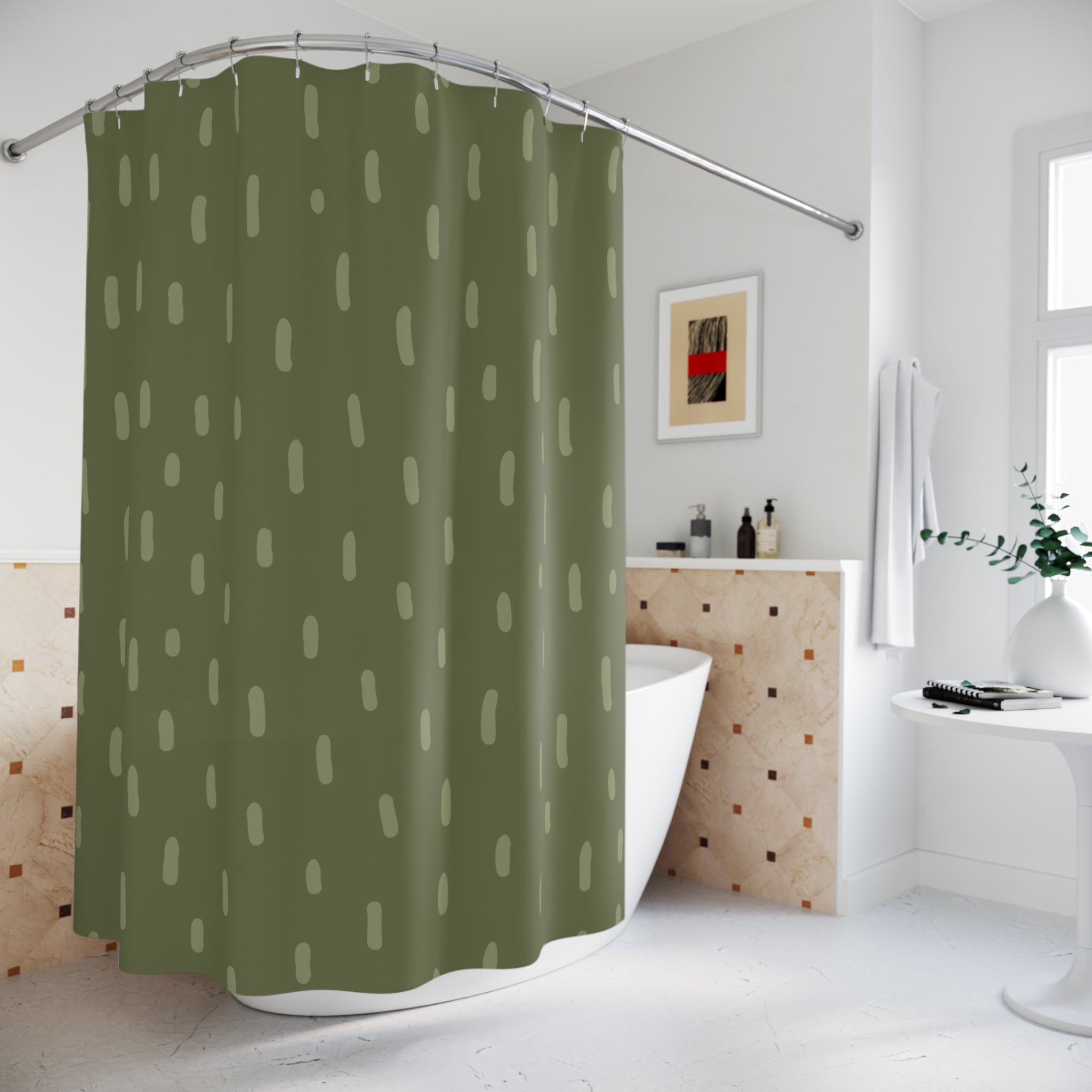 Stylish Modern Shower Curtains, Home Decor, Bathroom Accessories, Fresh Green Design, Unique Gift Ideas