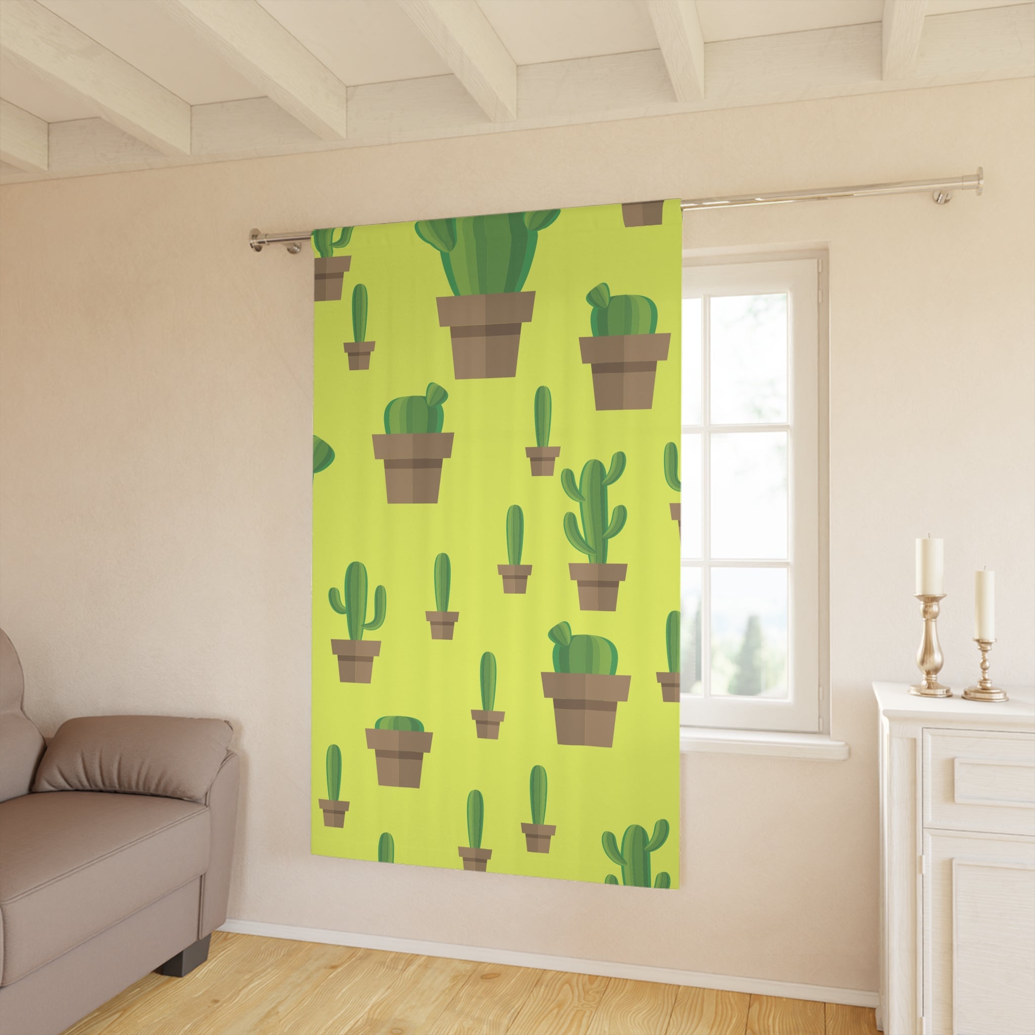 Cactusish Bright Yellow Blackout Window Curtain