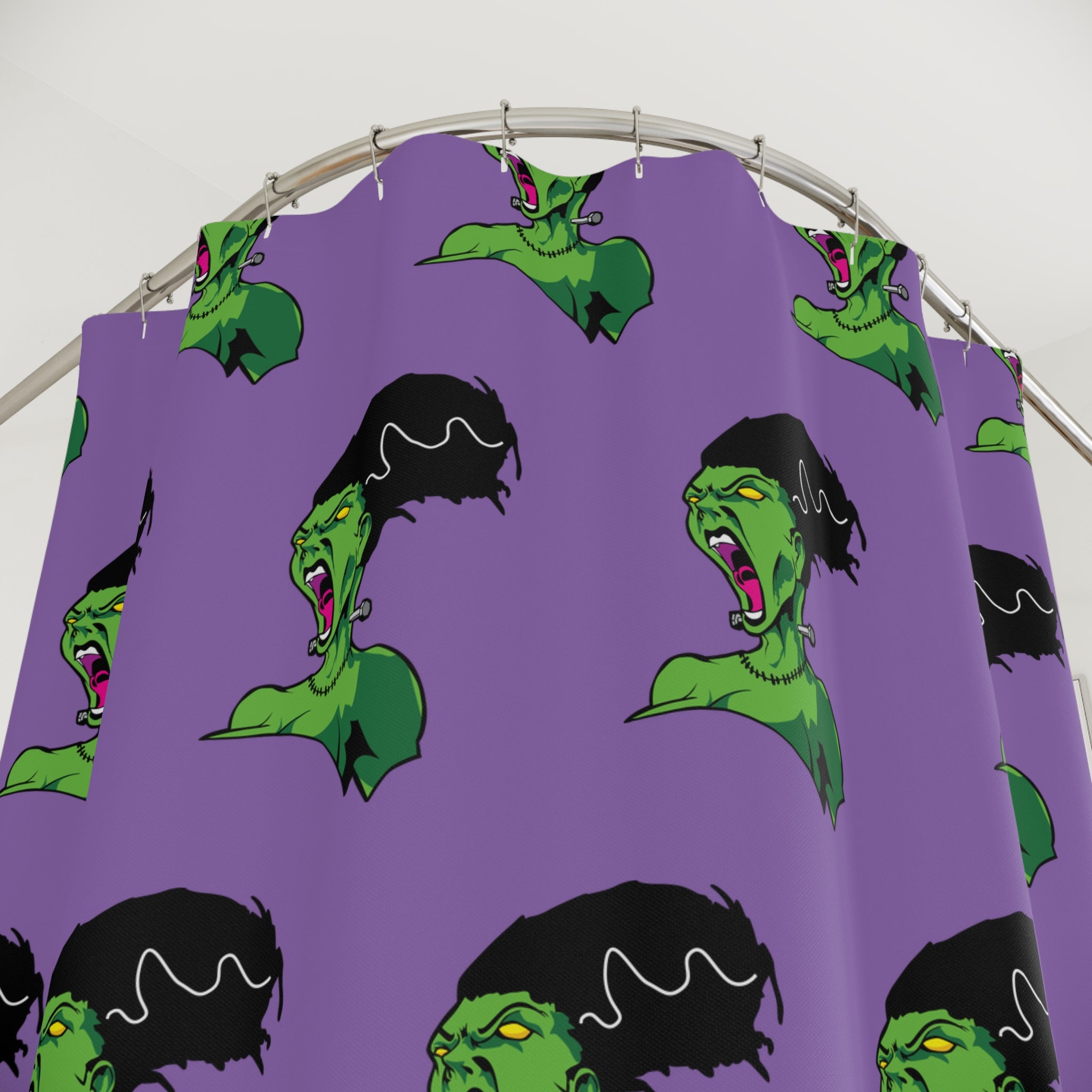 Funky Monster Shower Curtain Purple – Vibrant Bathroom Decor, Halloween, Home Gift, Unique Design, Creative Style