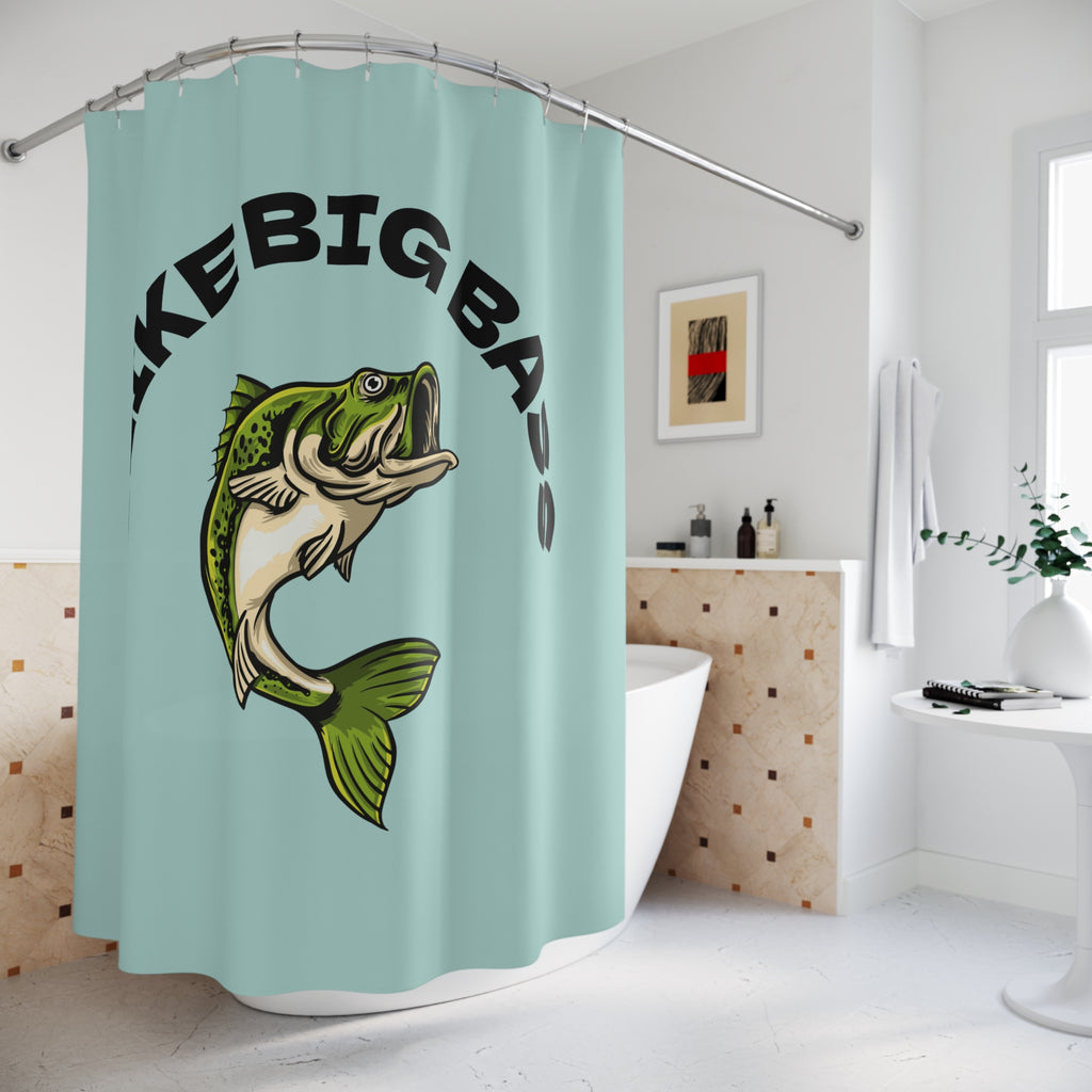 Fishing Enthusiast Shower Curtain - I Like Big Bass, Bathroom Decor, Angler Gift, Fishing Theme, Unique Home Accents
