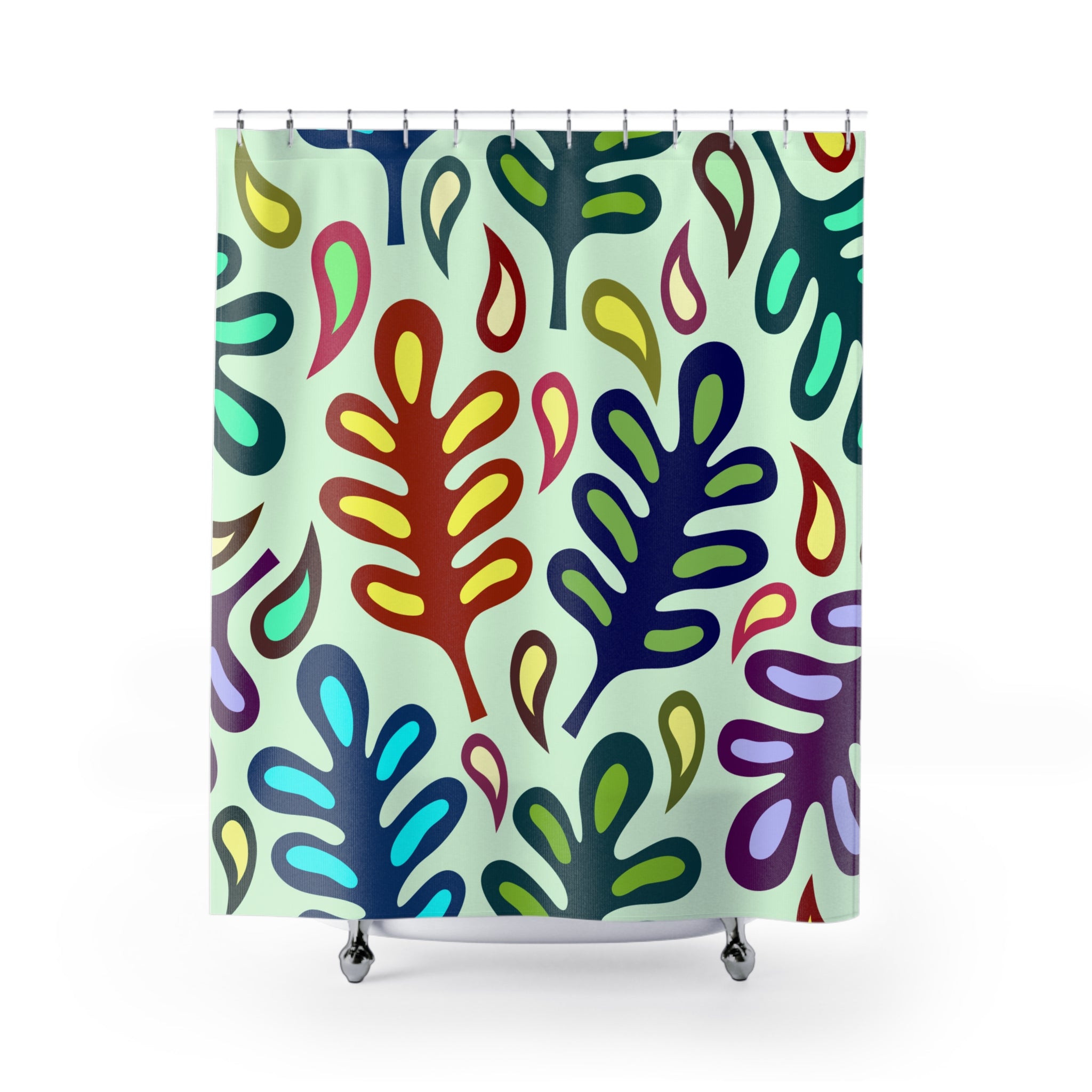 Vibrant Leaf Shower Curtain - Colorful Bathroom Decor, Modern Design, Tropical Vibe, Gift for Home, Nature Lover's Accent