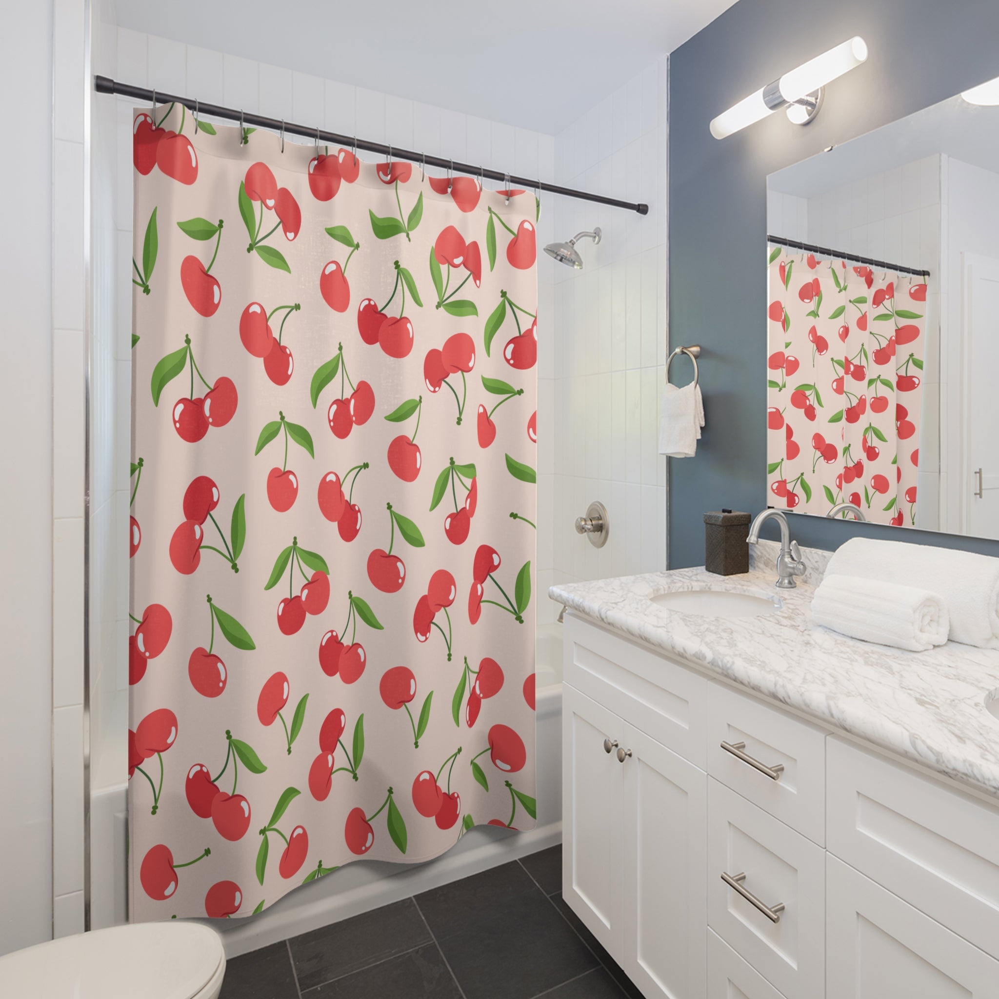Charming Cherry Naturalish Shower Curtain