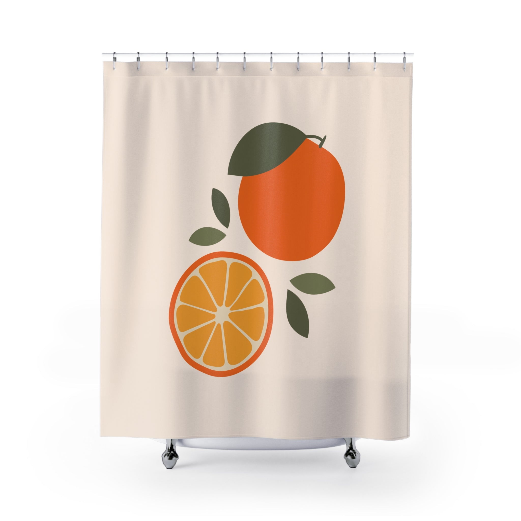 Bright Citrus Minimalist Shower Curtains - Fresh Orange Design, Bathroom Decor, Tropical Vibe, Gift for Fruit Lovers, Summer Home