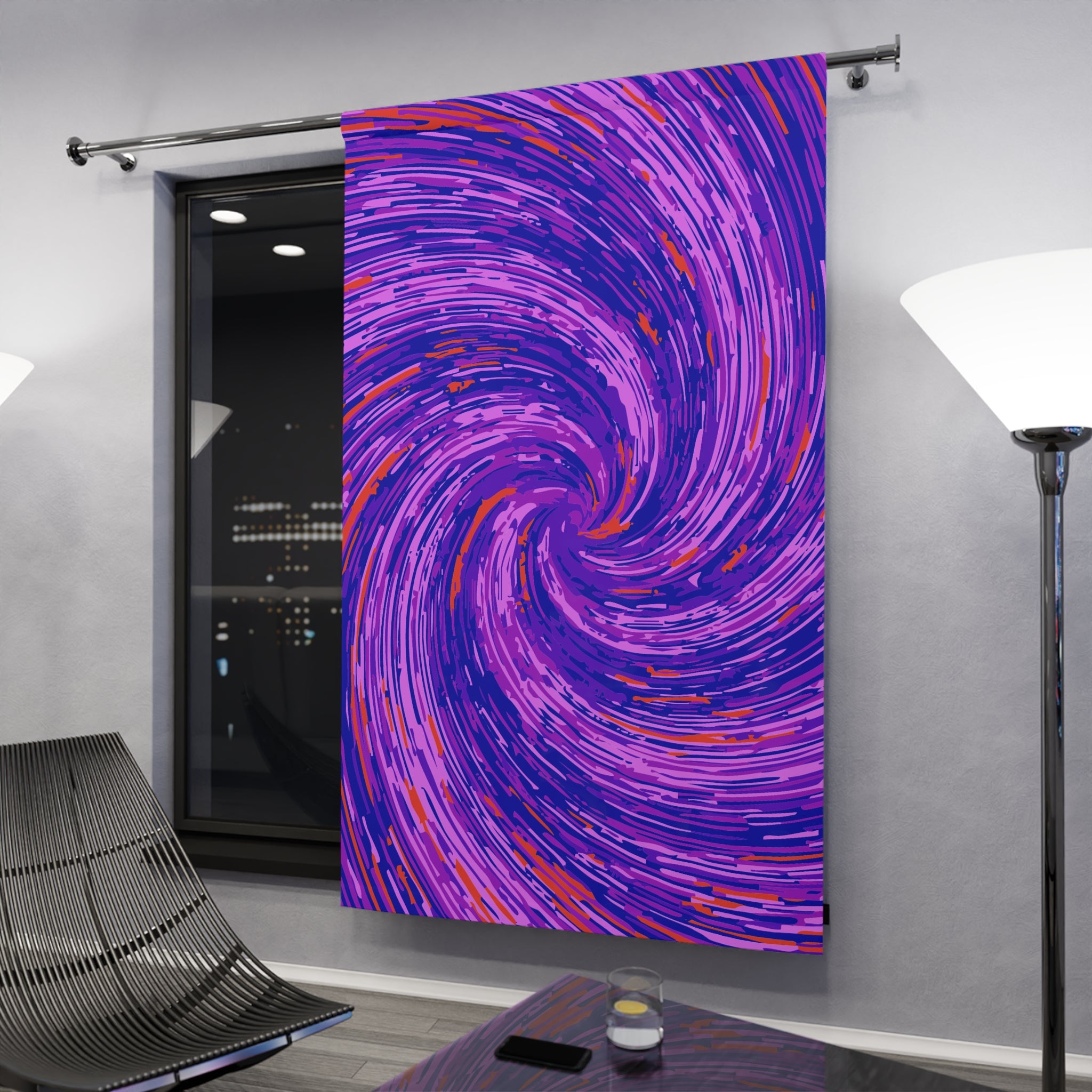 Abstract Pink Swirly Temple Blackout Window Curtain