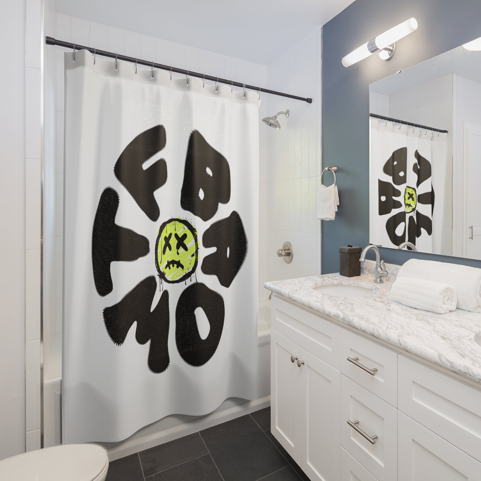 WTF BRO Vibrant Edgy Shower Curtain, Modern Bathroom Decor, Funky Home Accessory, Unique Gift for Teens, Artful Boho Vibe