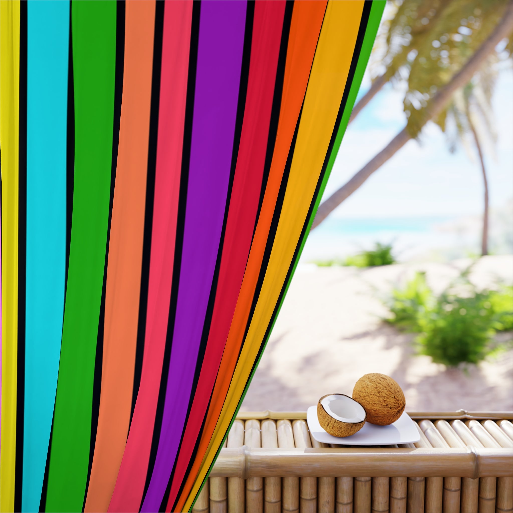 Striped Rainbowish Pattern Blackout Window Curtain