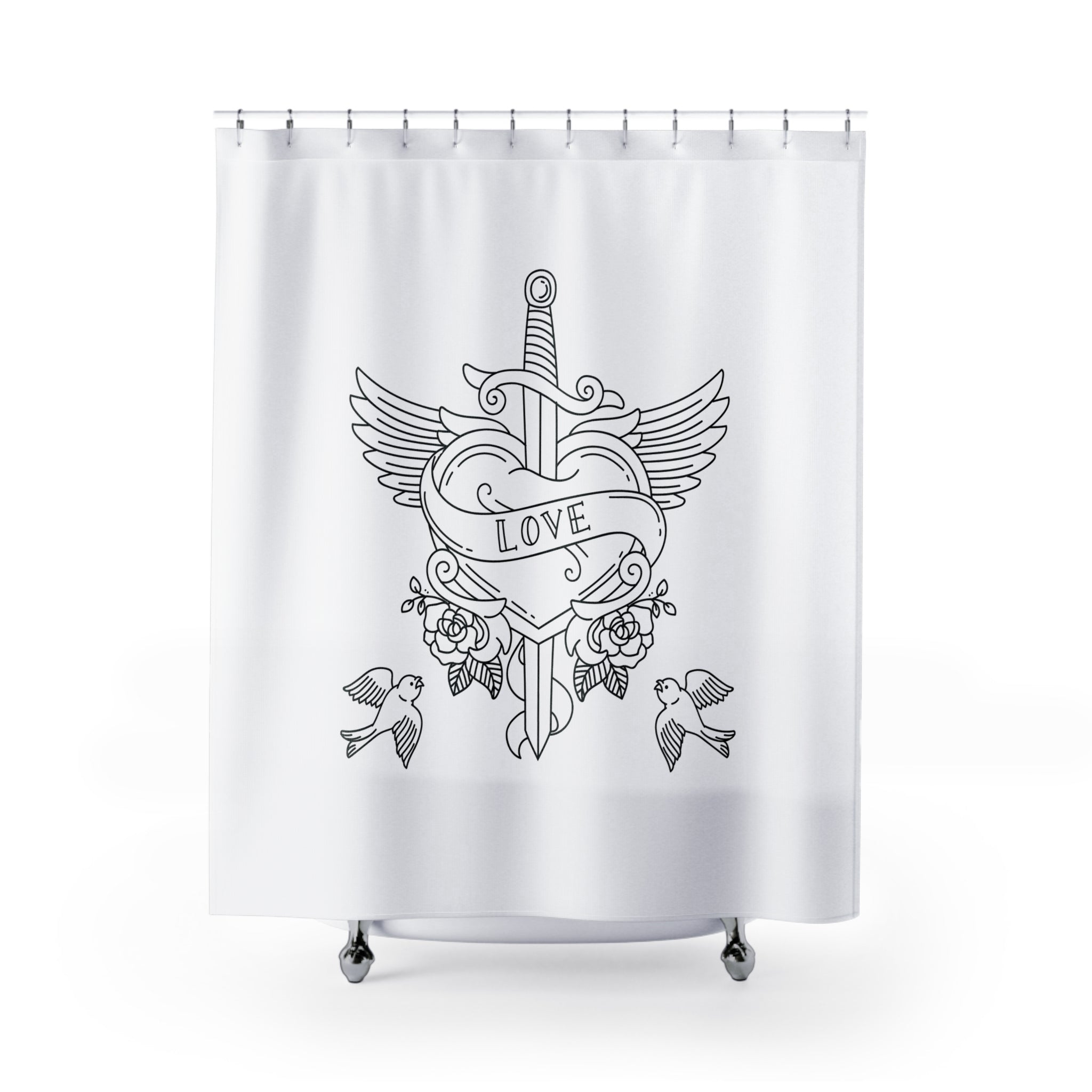 Tattoo Stabbed Heart Shower Curtain