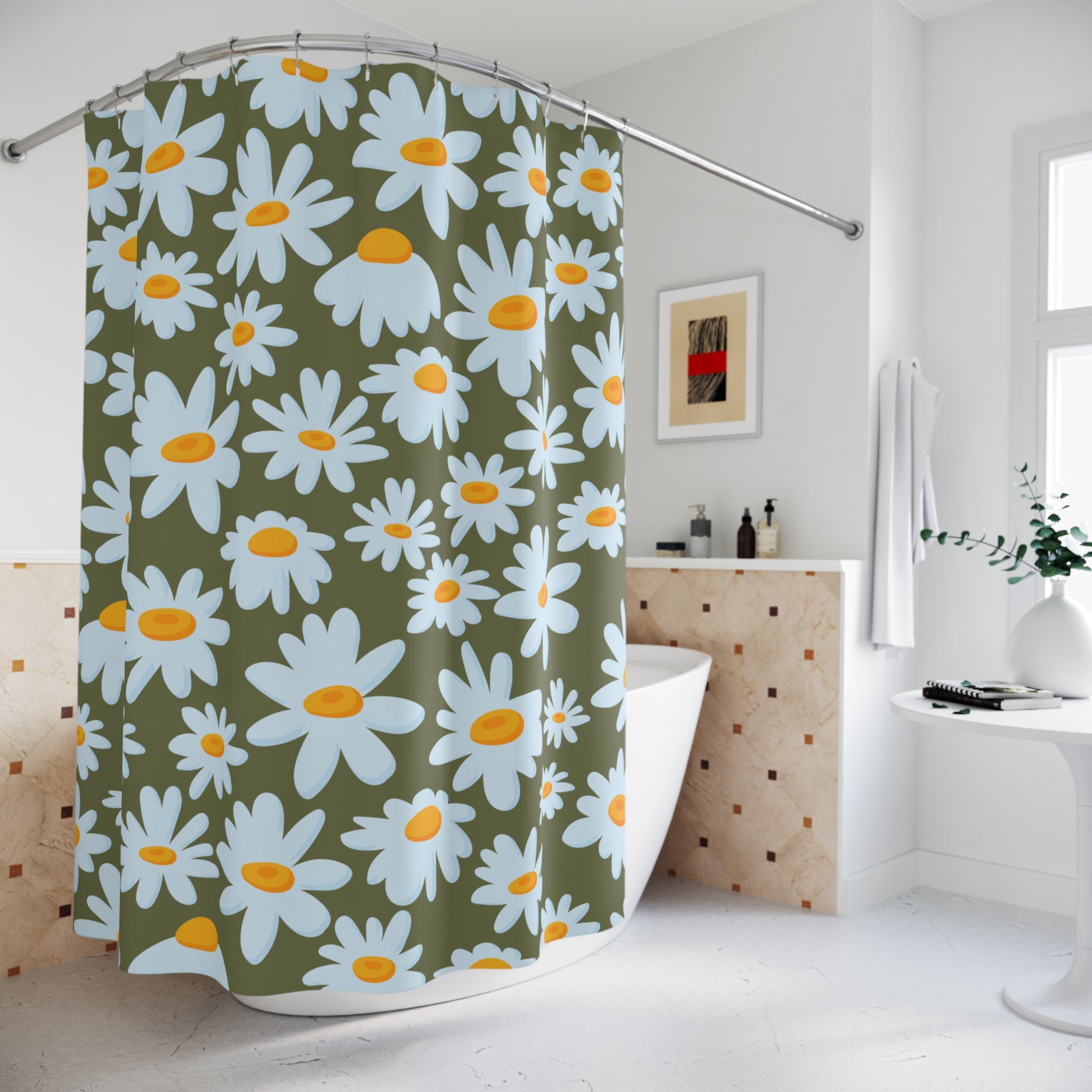 Daisy Field Naturalish Shower Curtain