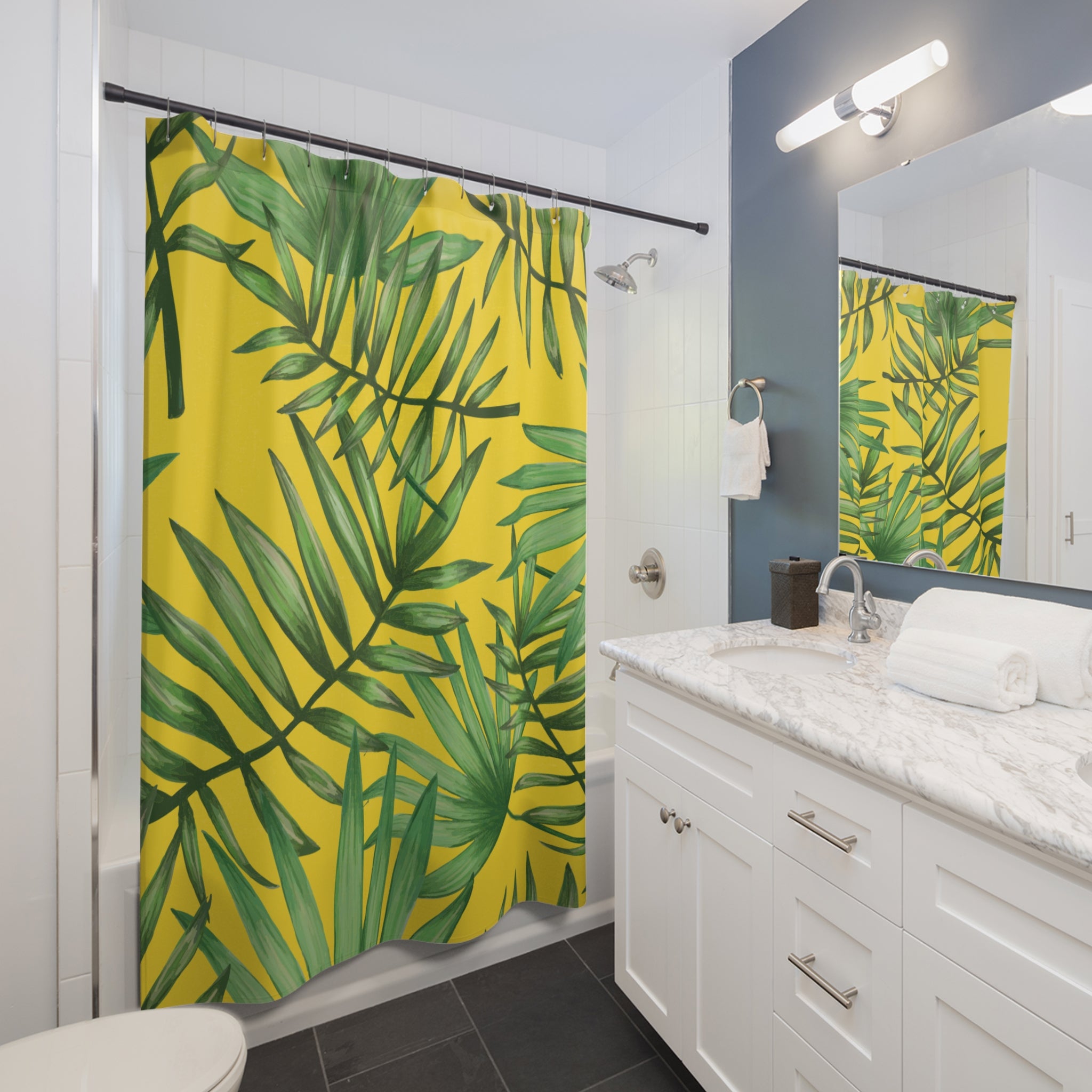 Dads Tropical Leaf Shirt Shower Curtain