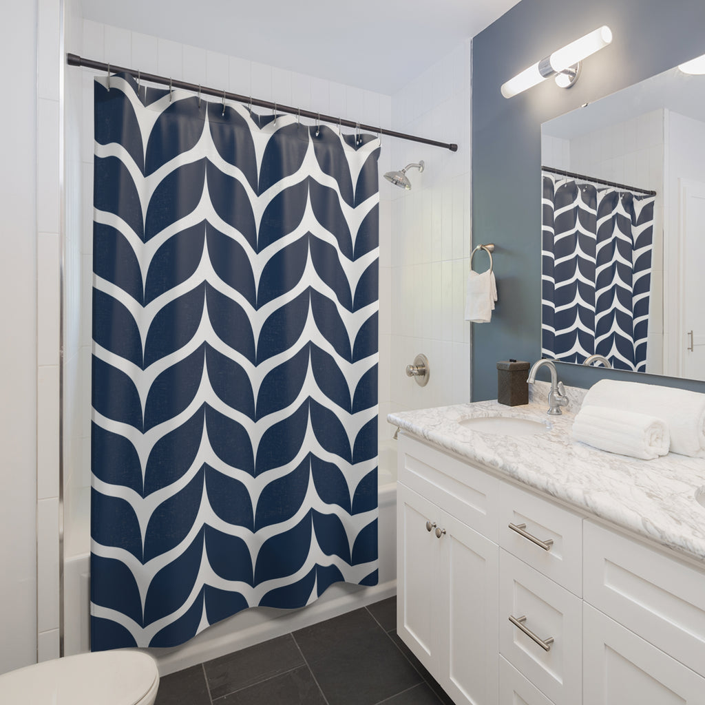 Blue Whale Tails Pattern Shower Curtain