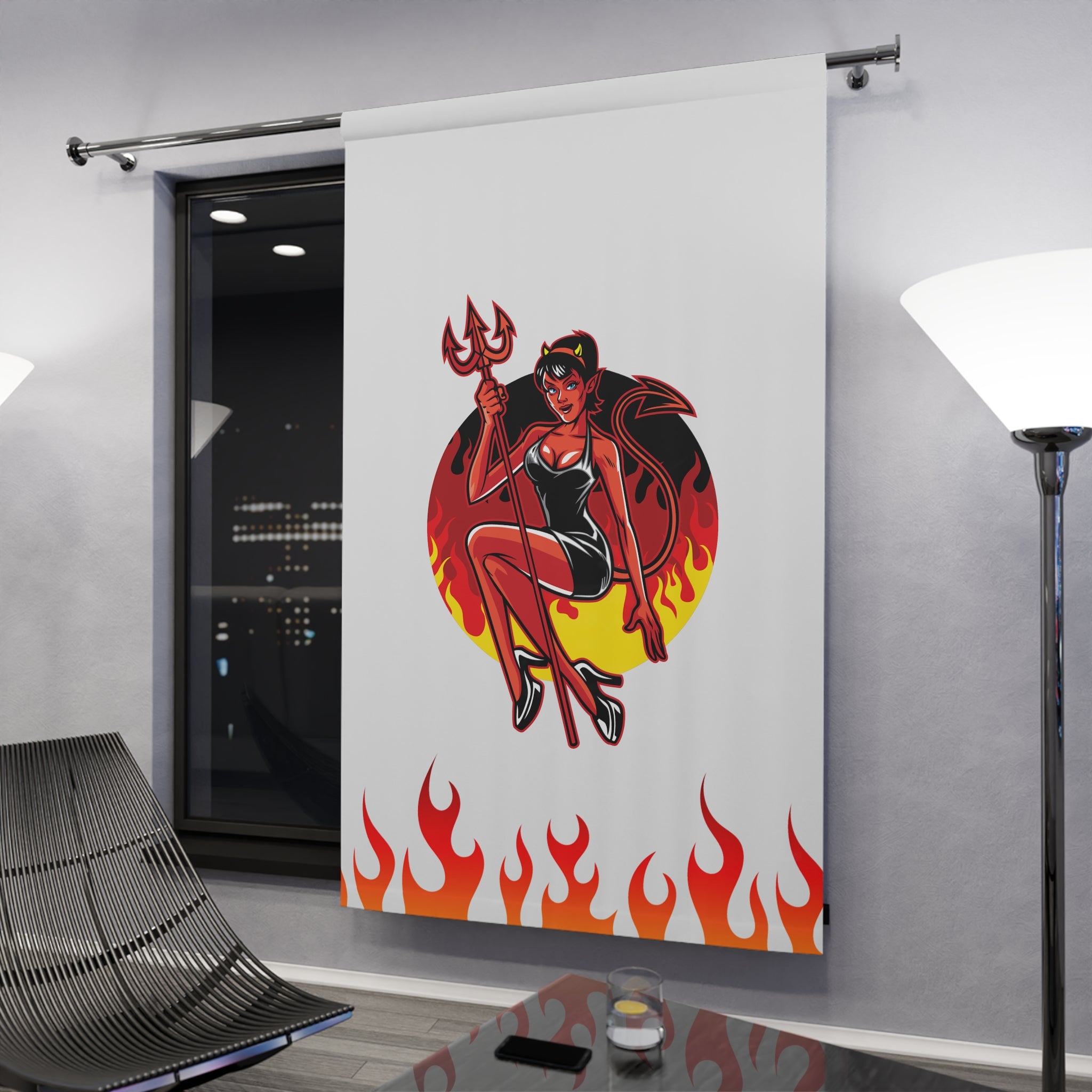 Flaming Sexy Devil Blackout Window Curtain