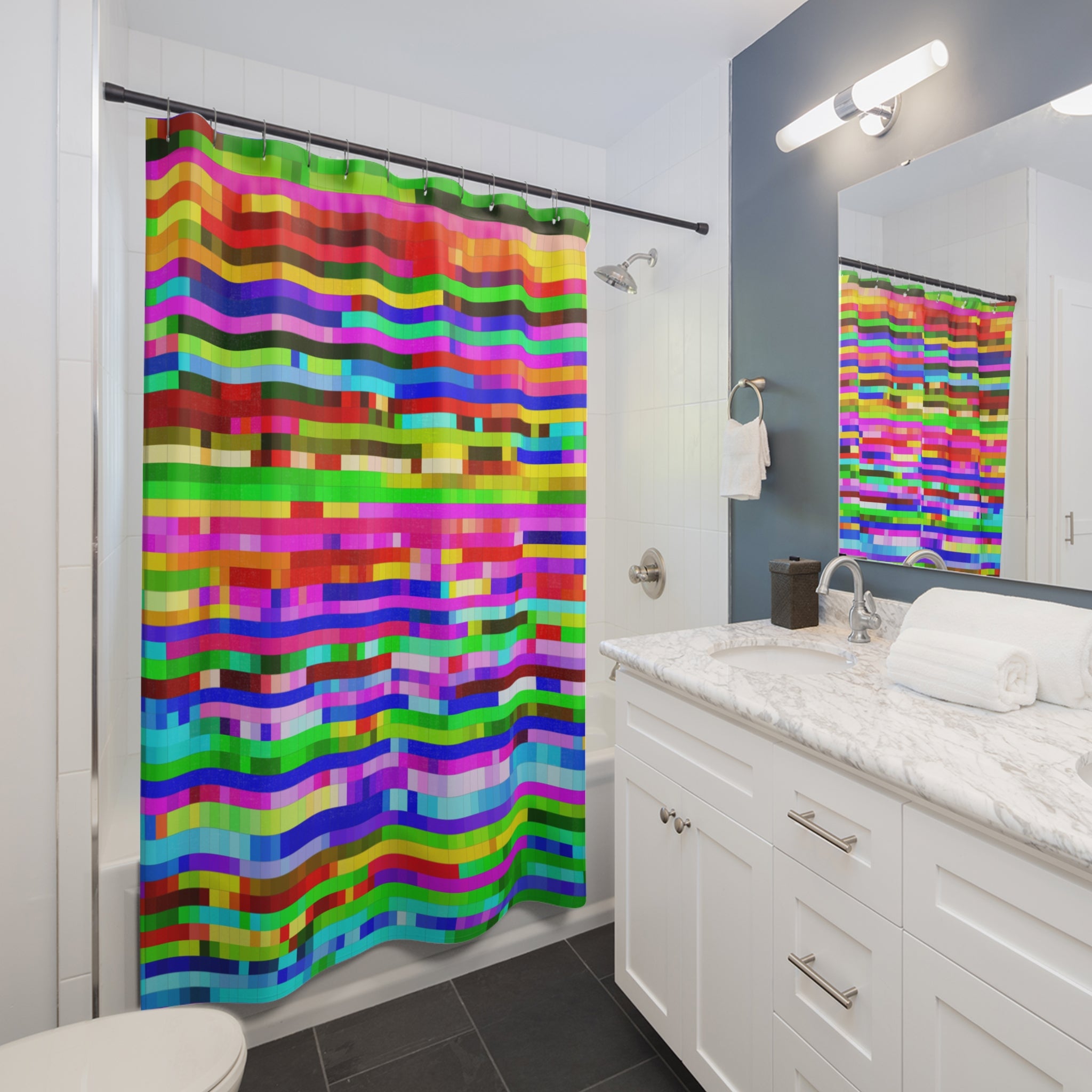 Vintage Television Pixels Shower Curtain
