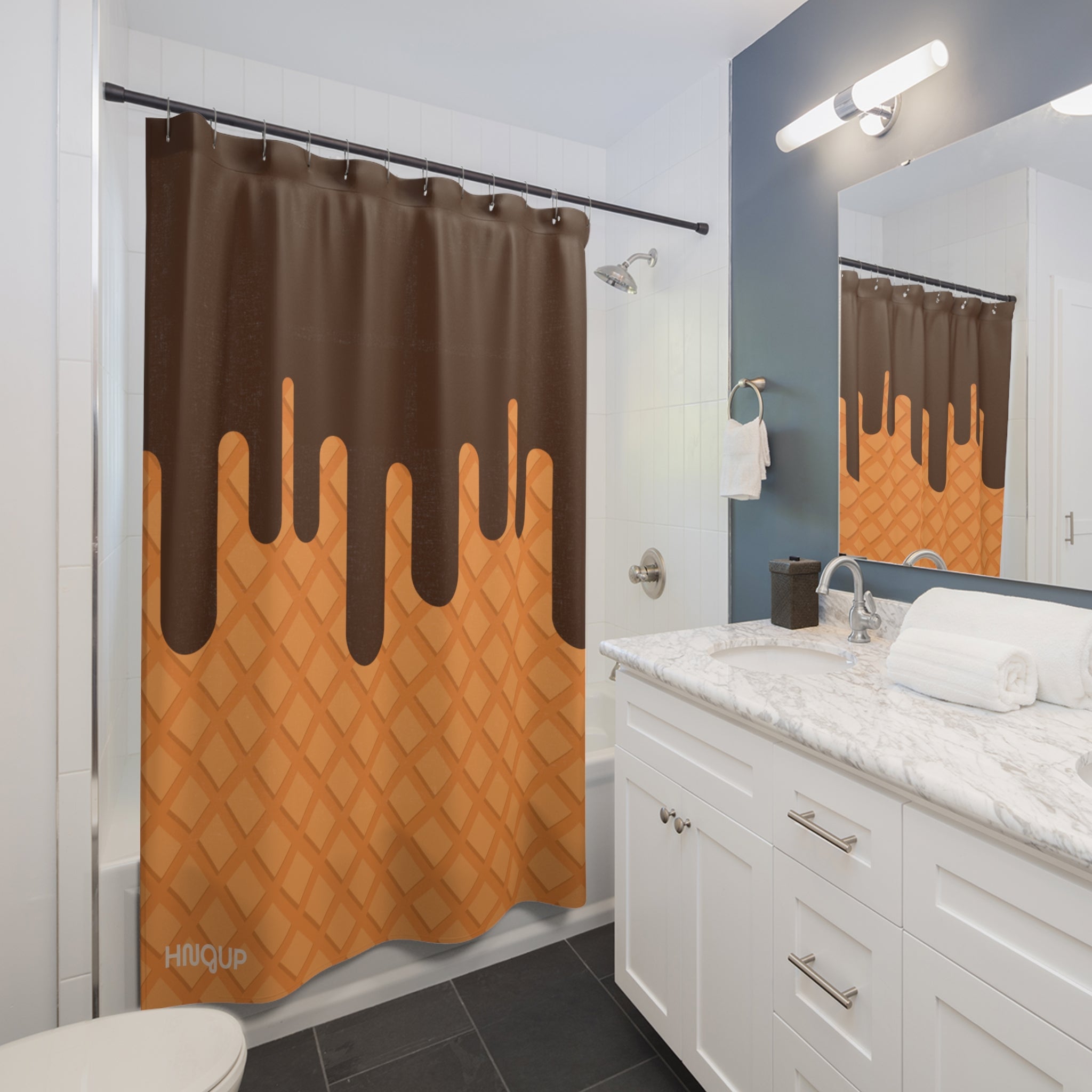 Chocolate Drizzle Ice Cream Shower Curtain, Fun Bathroom Decor, Modern Art, Gifts for Bakers, Kitchen Theme, Unique Home Accessory