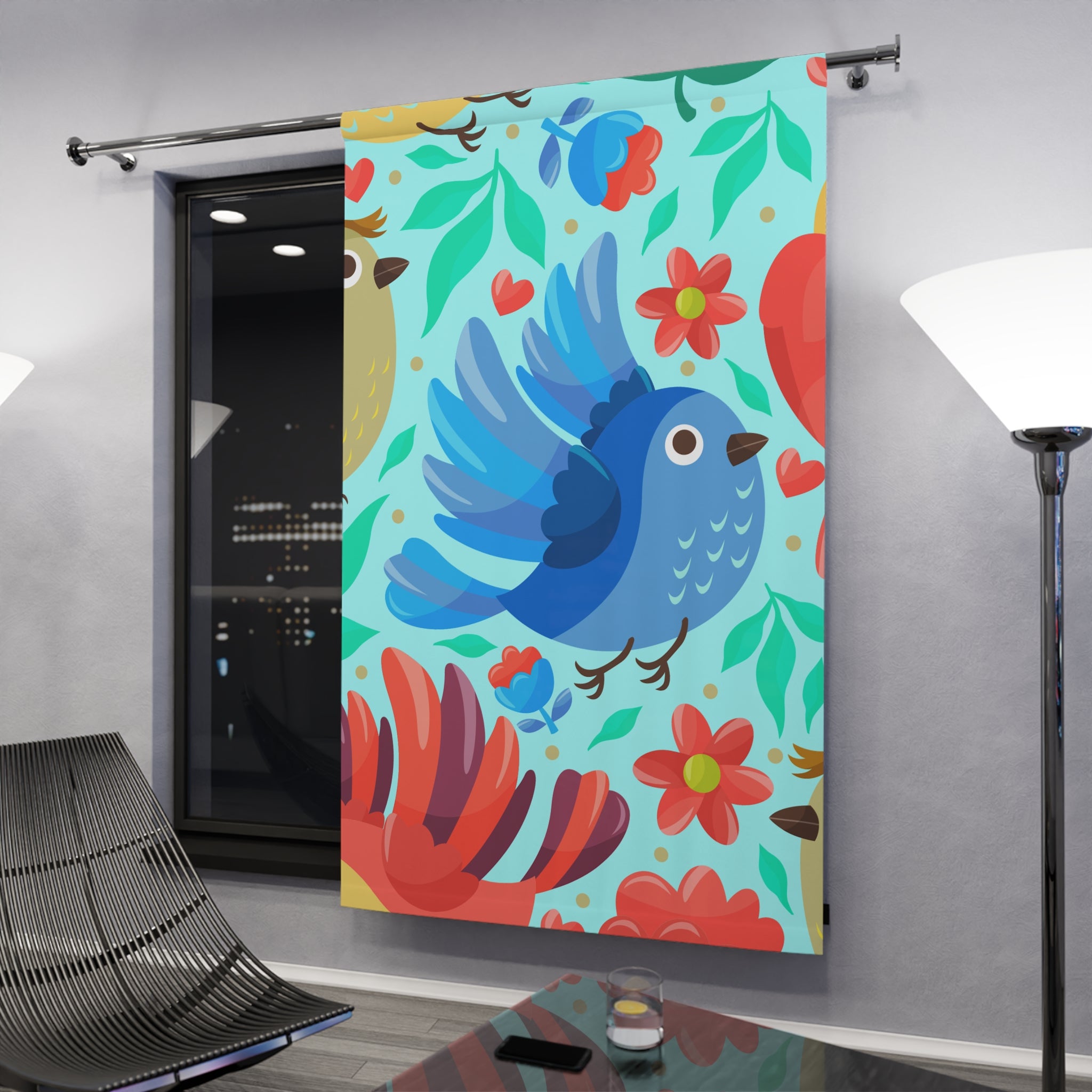 Lookie A Blue Birdy Blackout Window Curtain