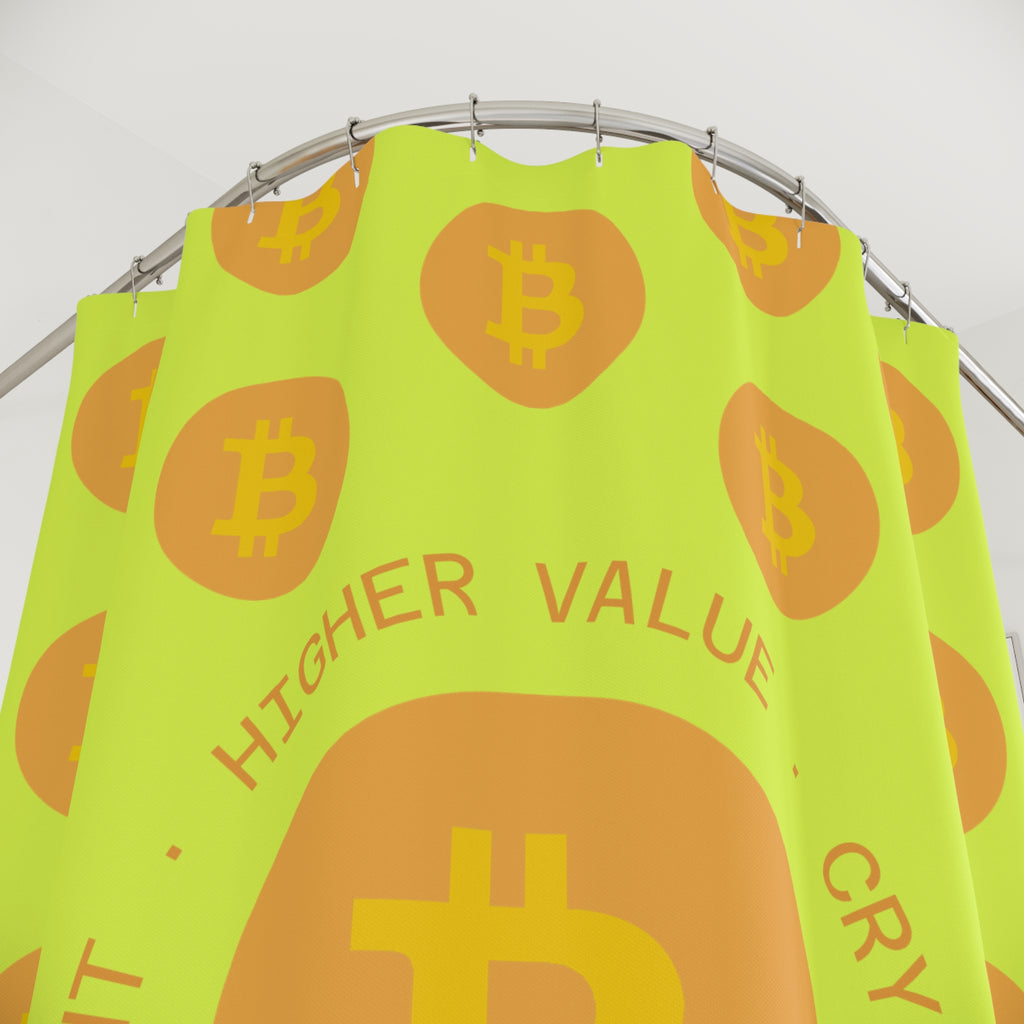 Bitcoin Motivational Cryptocurrency Shower Curtain, Vibrant Bath Decor, Crypto Gift, Unique Bathroom Accessory, Fun Home Decor