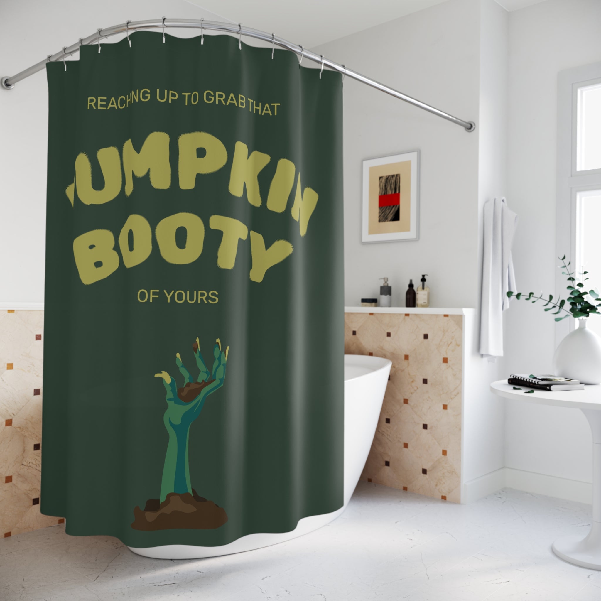 Fun Halloween Shower Curtain - Pumpkin Booty Design, Spooky Bathroom Decor, Trick or Treat Theme, Unique Gift Idea, Holiday Decor