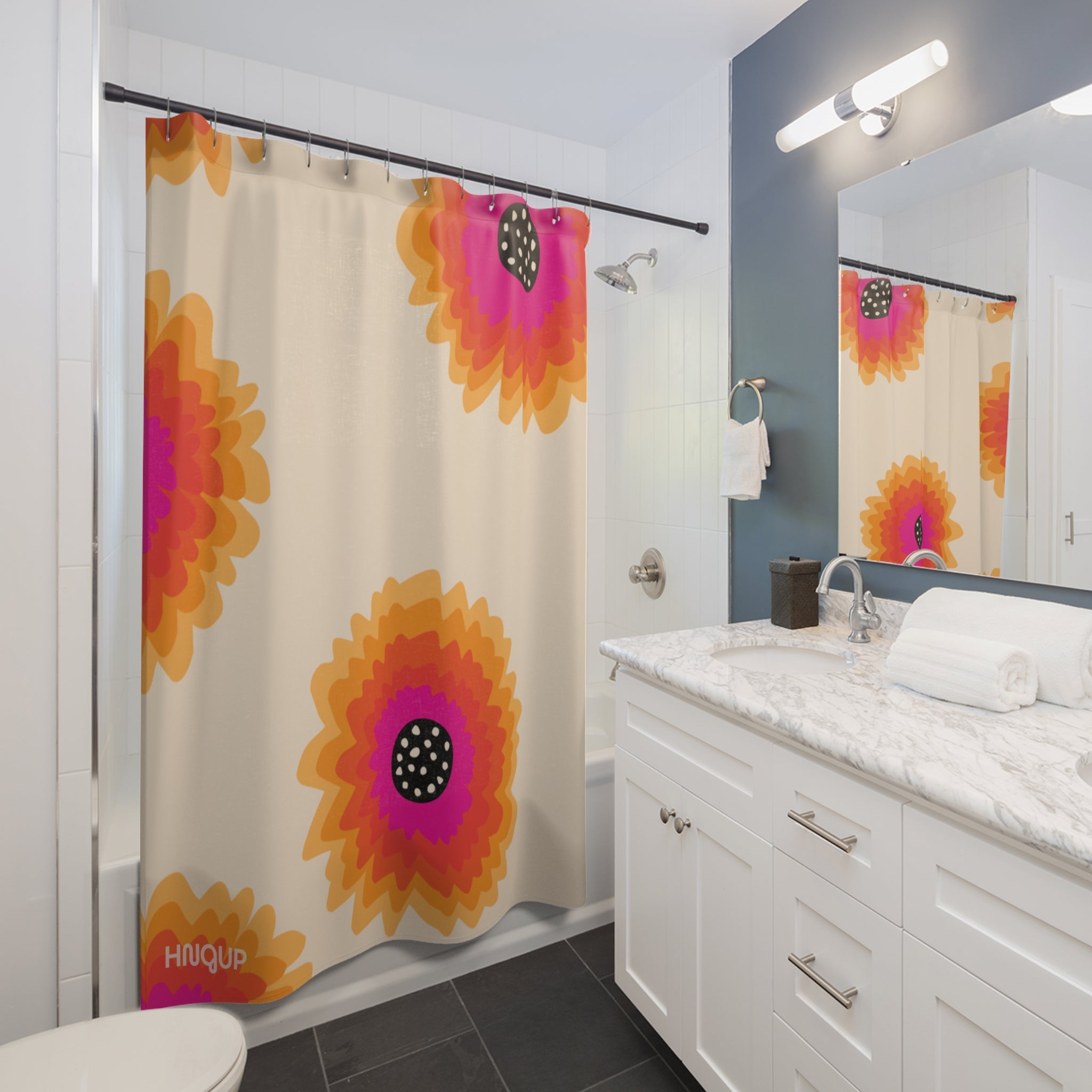 Bright Floral Shower Curtain, Boho Bathroom Decor, Vibrant Home Accessories, Colorful Gift for Her, Spring-Themed Shower Curtain