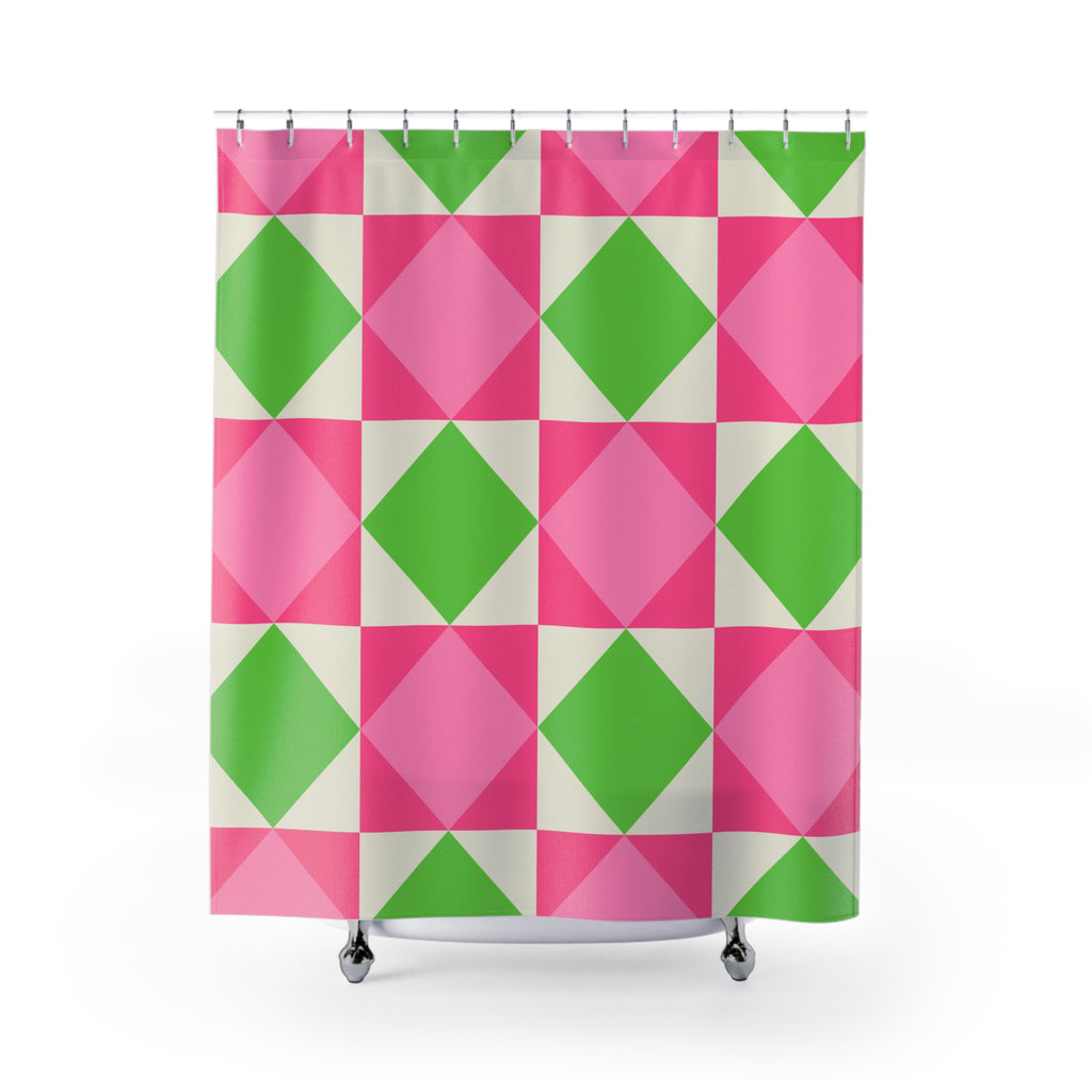 Vibrant Geometric Shower Curtain, Bright Bathroom Decor, Modern Home Accents, Gift for Friends, Spring & Summer Vibes
