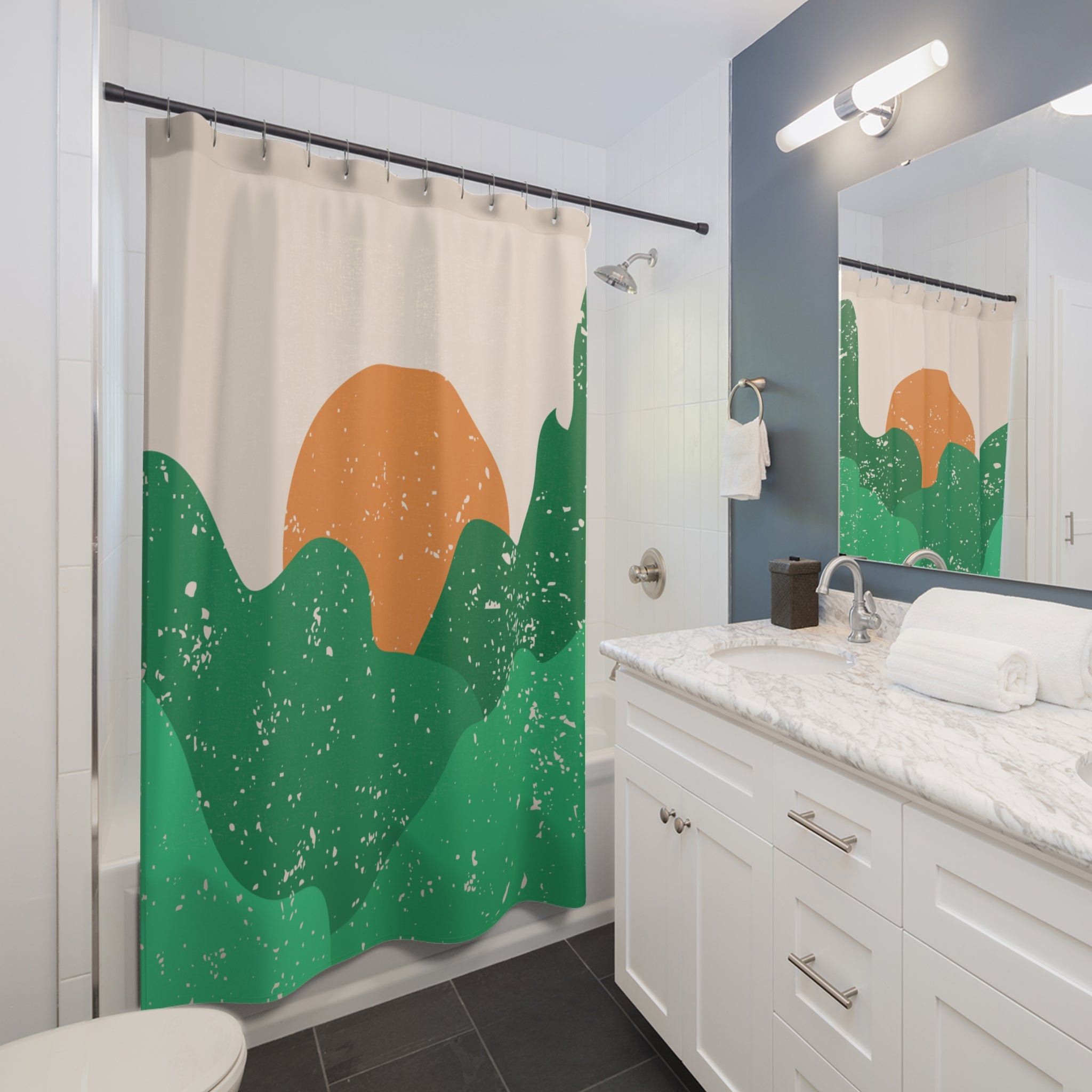 Tree Breeze Shower Curtain with Sunset Design, Boho Bathroom Decor, Eco-Friendly Home Accessory, Gift for Nature Lovers