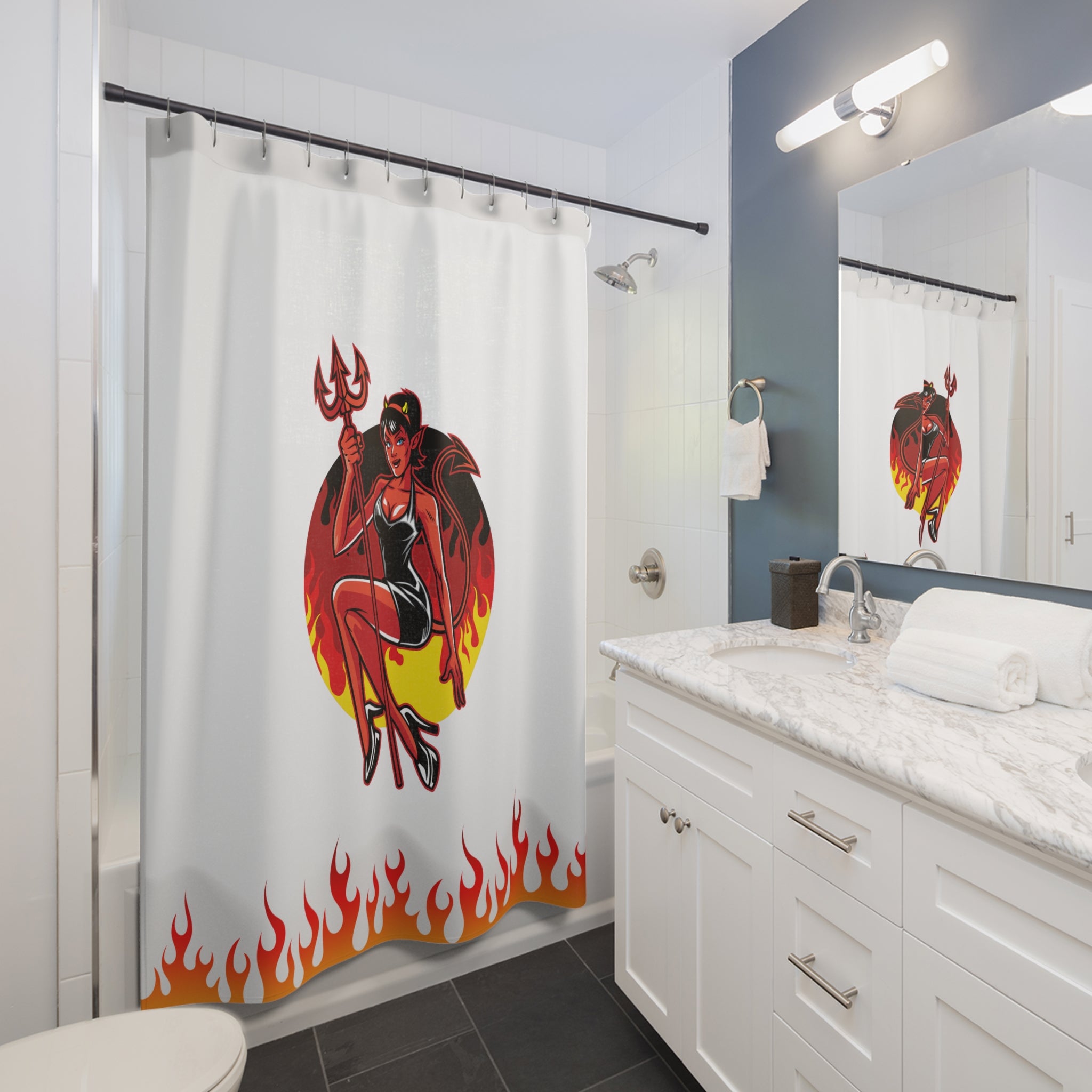 Flaming Sexy Devil Shower Curtain