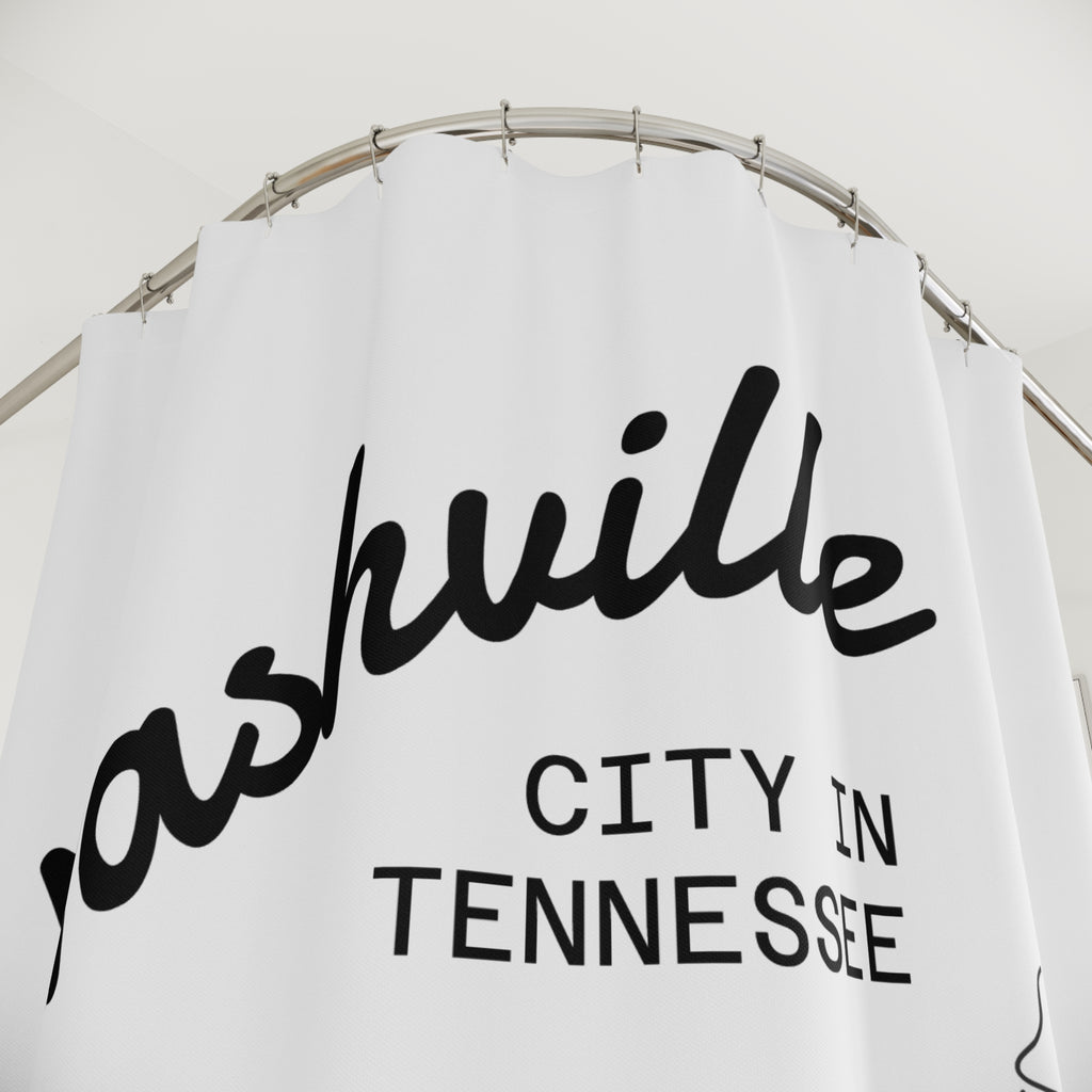 Guitar-Themed Shower Curtain Nashville City in Tennessee | Music Lover's Bathroom Decor, Music Gift, Home Accessories, Unique Bathroom Art, Rock & Roll Style