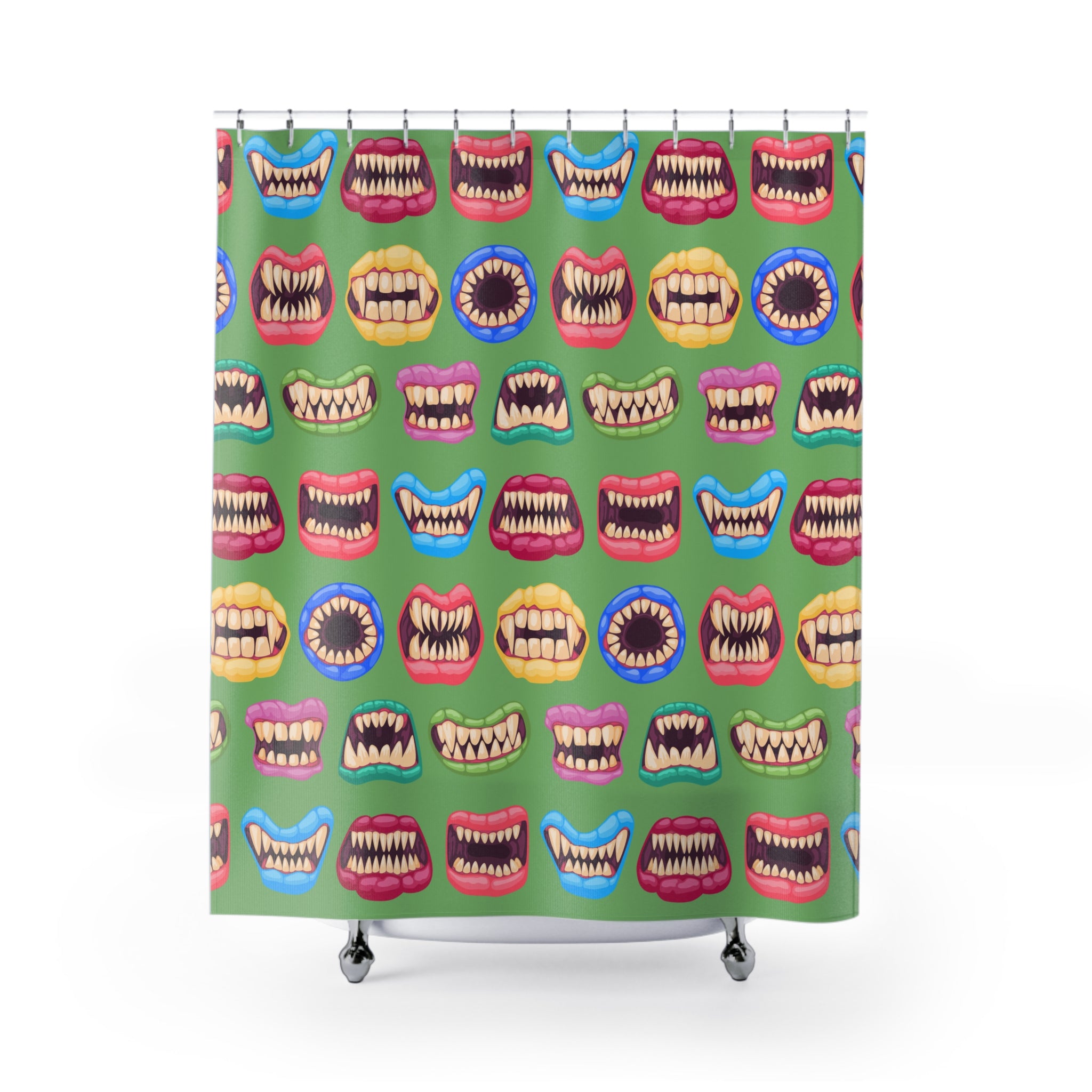 Playful Monster Shower Curtain, Fun Bathroom Decor, Colorful Artwork, Halloween Themed, Unique Gift