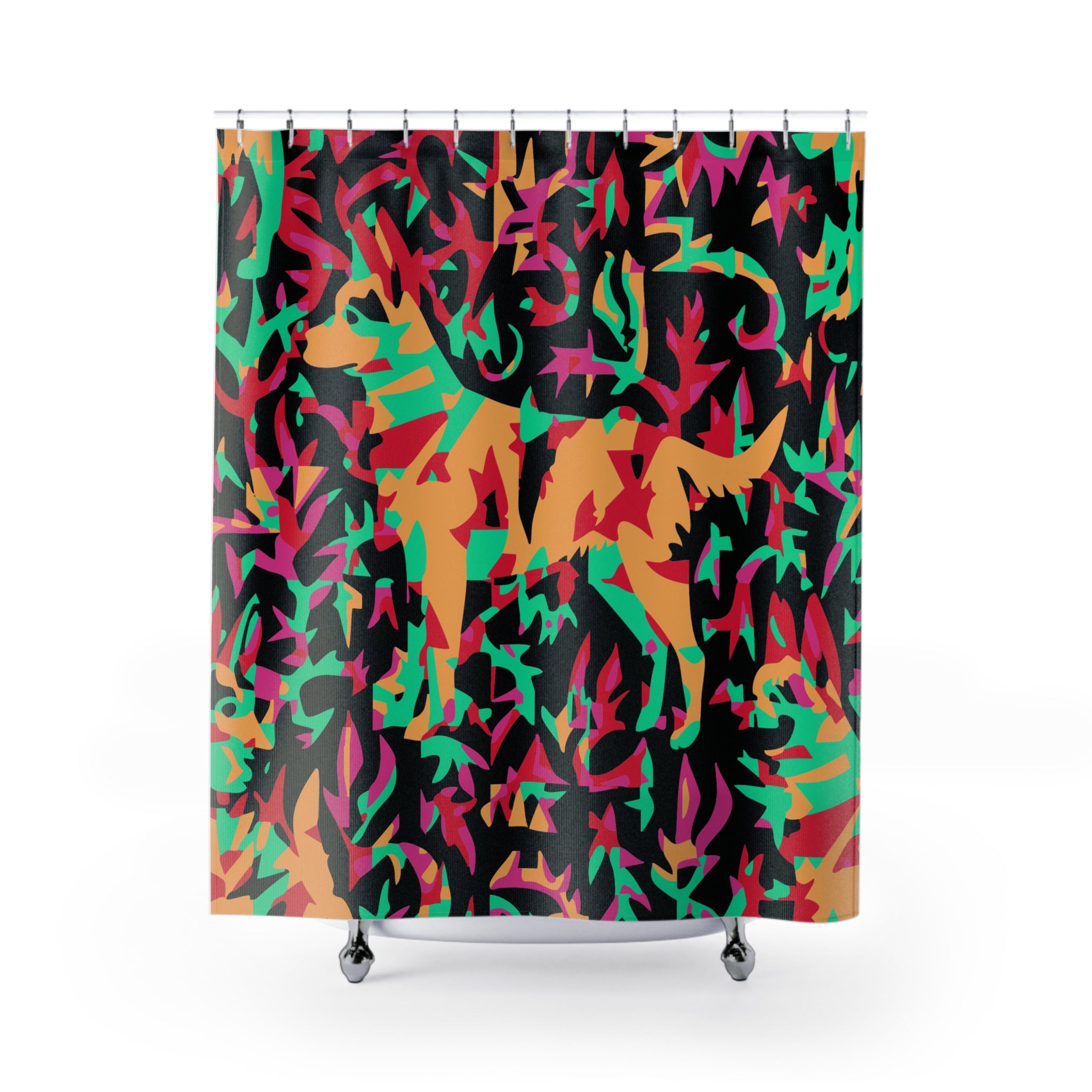 Abstract Greenish Husky Pattern Shower Curtain