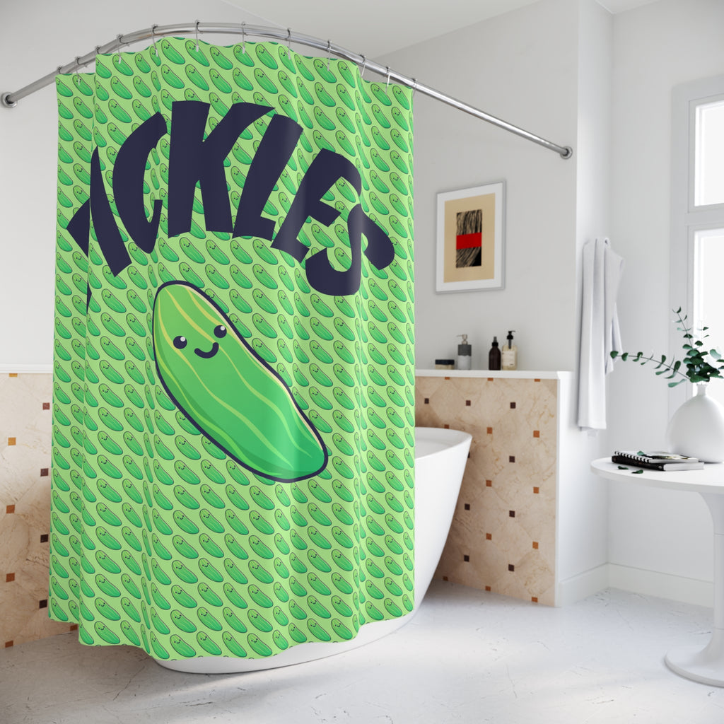 So Many Pickles Shower Curtain - Fun Bathroom Decor, Kitchen Theme, Gift for Foodies, Unique Home Accessory, Green Veggie Vibe