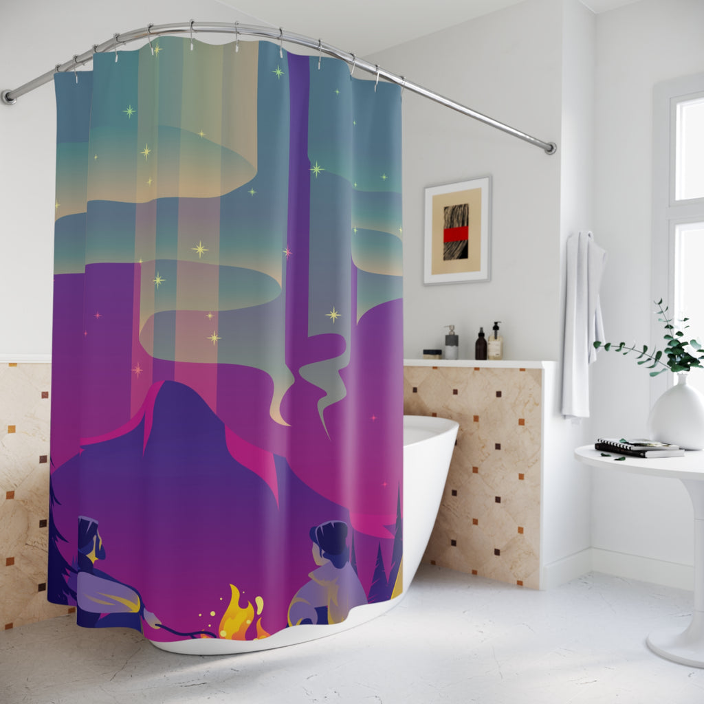 Celestial Northern Lights Couple Dreamscape Shower Curtain, Cosmic Bathroom Decor, Starry Night Shower Curtain, Boho Chic Shower Curtain, Home Spa Gift
