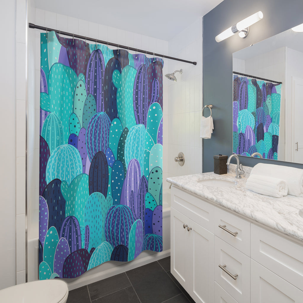 Midnight Cactus Shower Curtain