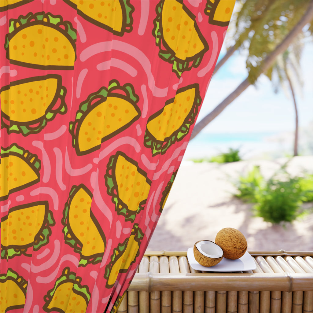 Crunch Taco Party Pattern Blackout Window Curtain