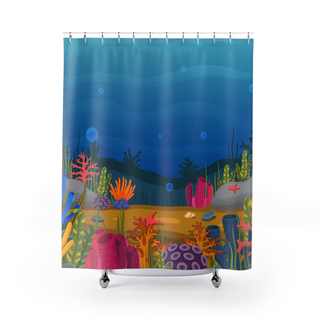 Underwater Scene Shower Curtain | Ocean Decor, Nautical Bathroom, Beach-Themed Gift, Home Spa, Coastal Vibes