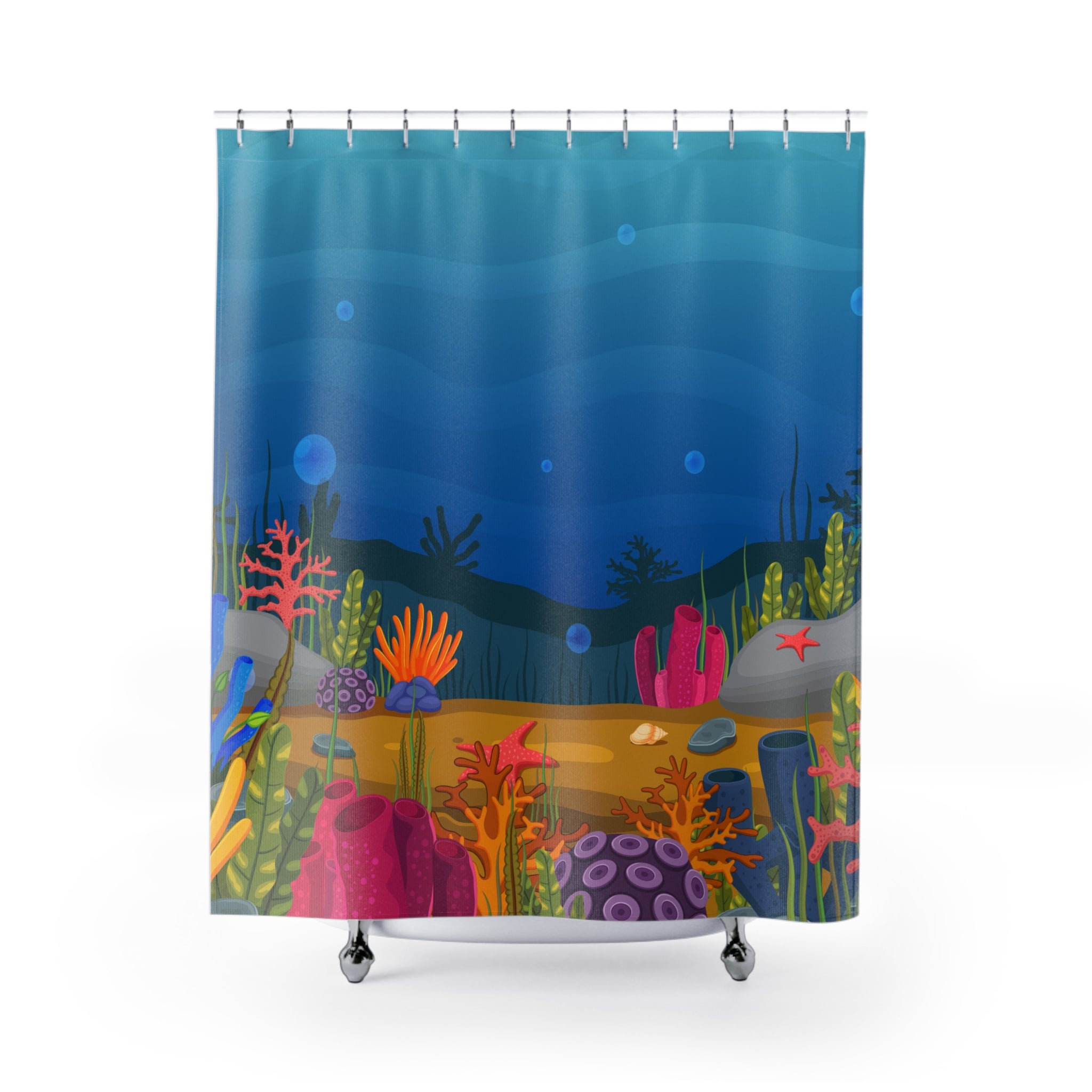 Underwater Scene Shower Curtain | Ocean Decor, Nautical Bathroom, Beach-Themed Gift, Home Spa, Coastal Vibes