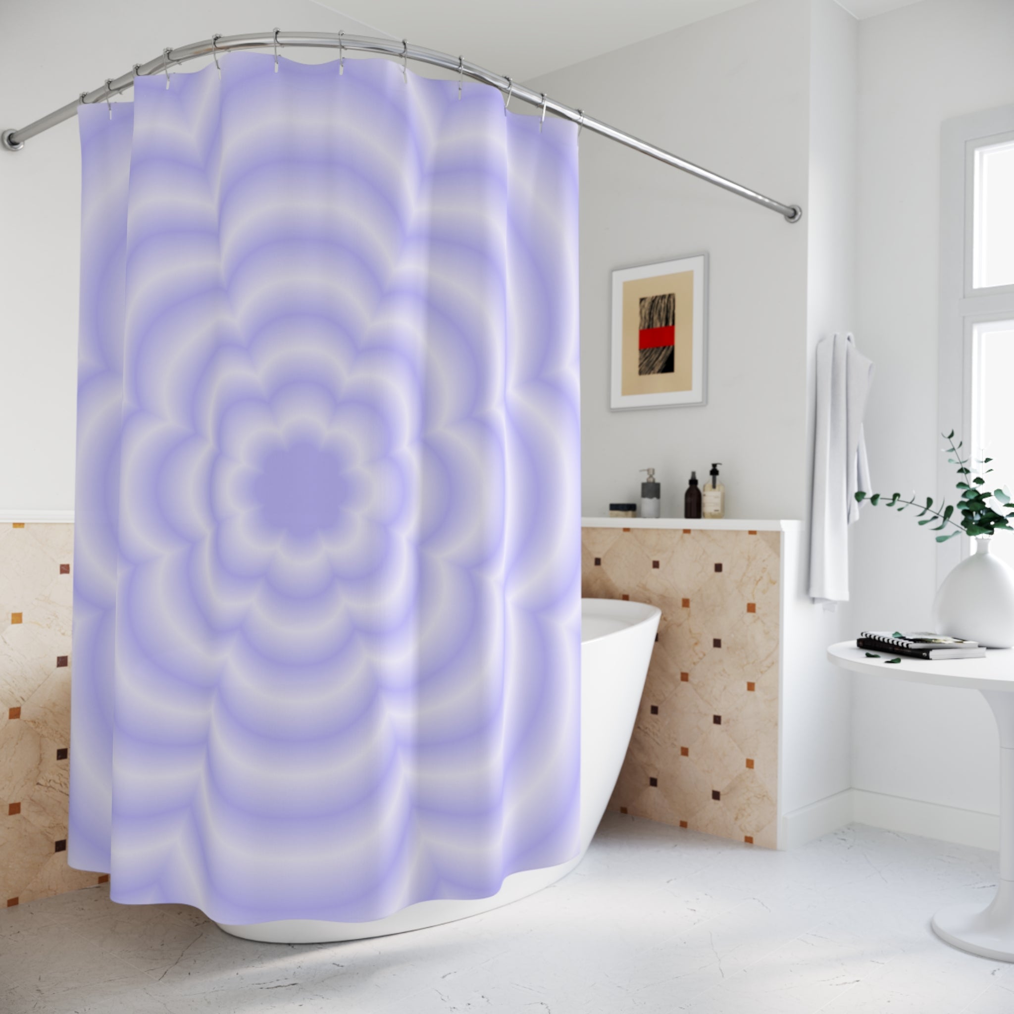 Modern Flower Wave Shower Curtain, Colorful Bathroom Decor, Trendy Home Accent, Gift for New Home, Boho Style, Vibrant Design