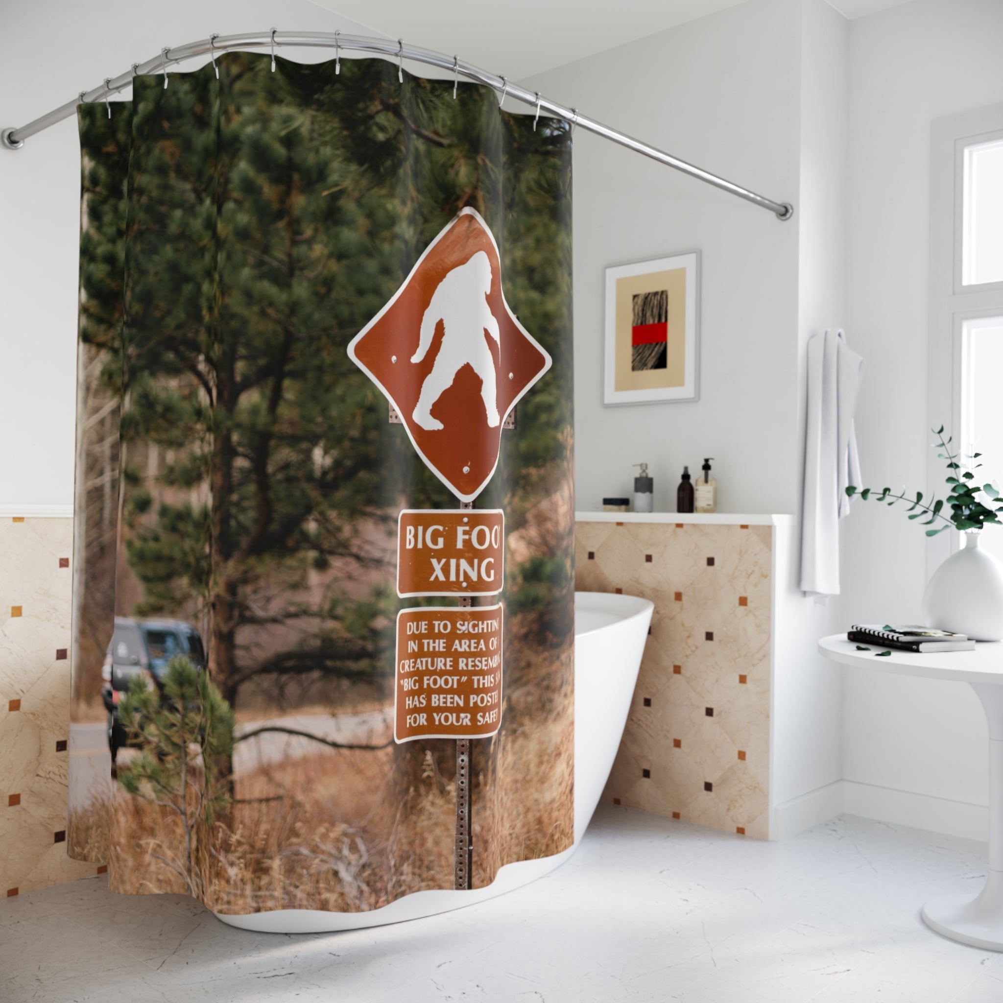 Colorado Pikes Peak Bigfoot Crossing Shower Curtain
