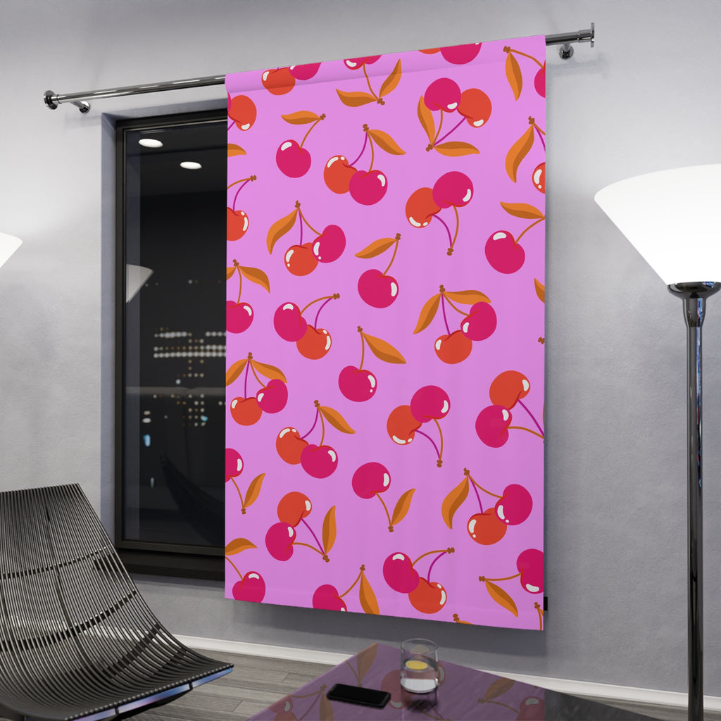 Charming Pink Cherry Pattern Blackout Window Curtain