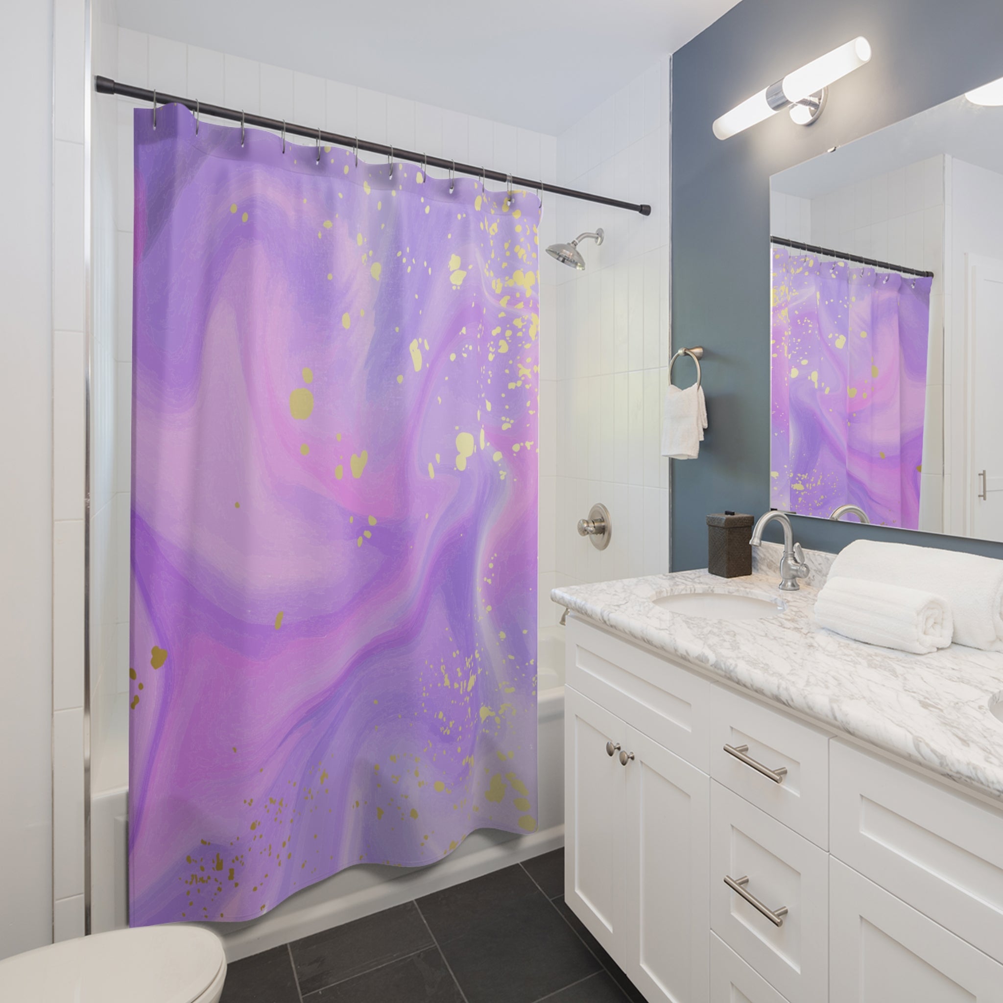 Elegant Purple Marbled Shower Curtain | Boho Bathroom Decor, Gift for Home, Modern Design, Stylish Bathroom Accessory, Vibrant Colors