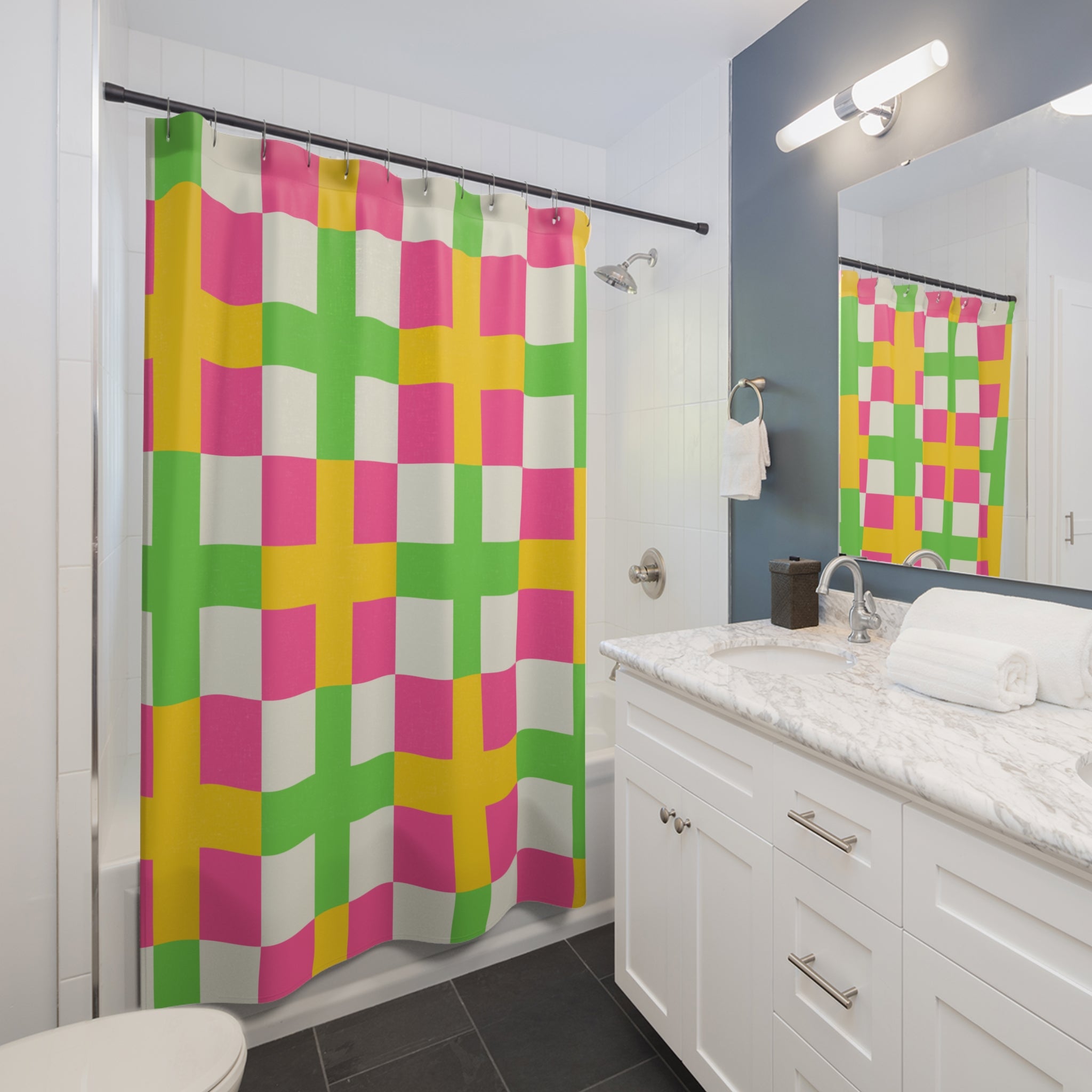 Vibrant Geometric Shower Curtain - Colorful Bathroom Decor, Fun Gift for Home, Modern Design, Spring Refresh, Unique Showers