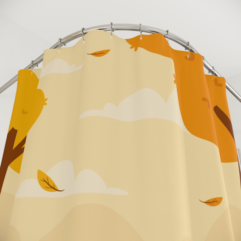 Autumn Forest Shower Curtain with Cute Fox and Squirrel, Cozy Bathroom Decor, Fall Home Accent, Nature-Inspired Gift, Seasonal Decor