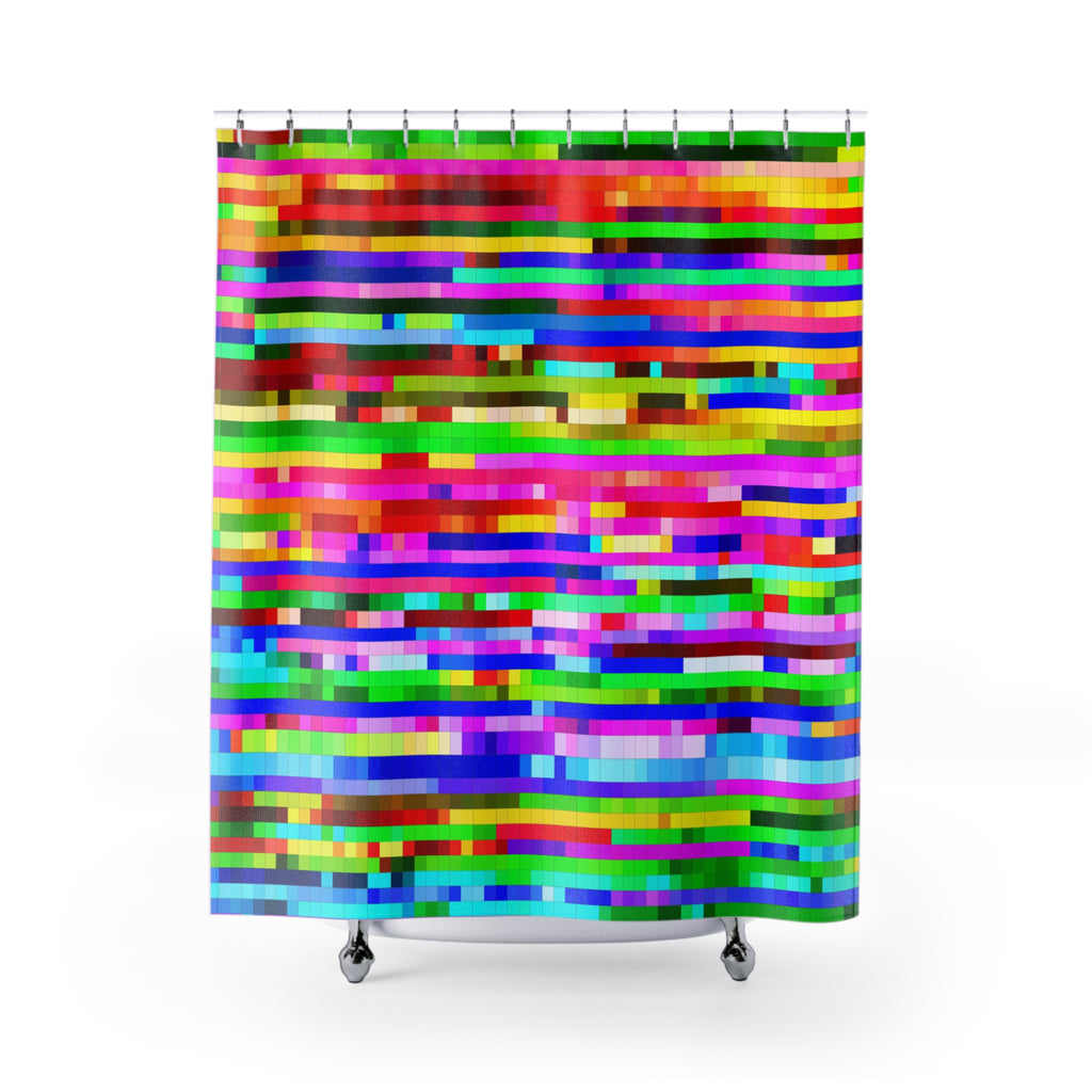 Vintage Television Pixels Shower Curtain