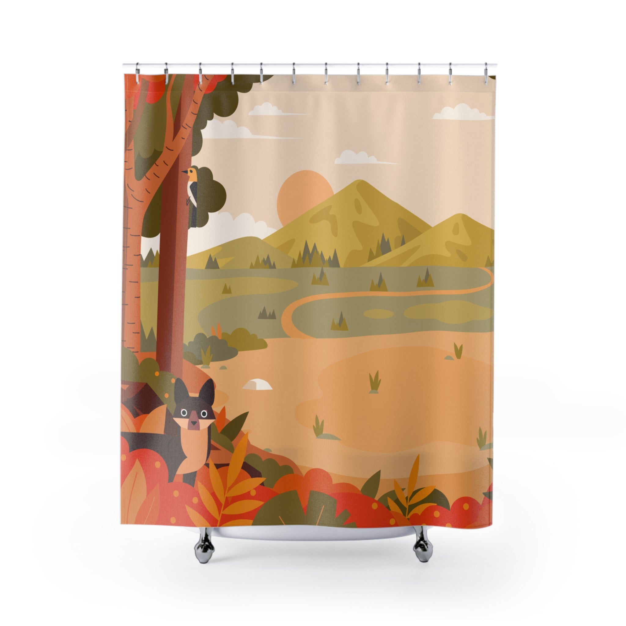 Nature-Inspired Shower Curtain, Scenic Bathroom Decor, Eco-Friendly Bathroom, Boho Shower Curtain, Wildlife Home Decor, Seasonal Aesthetic