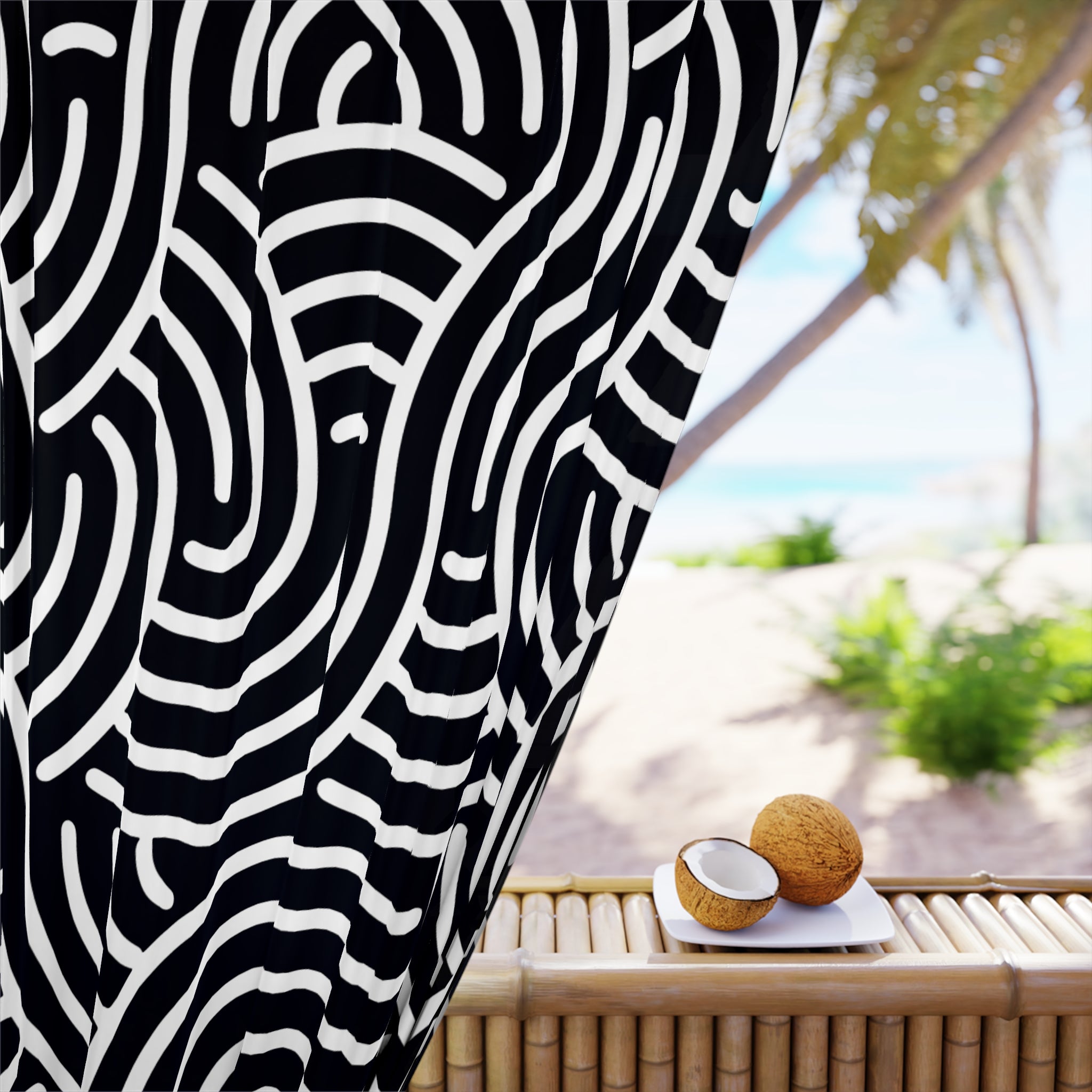 No Rules Black & White Pattern Blackout Window Curtain