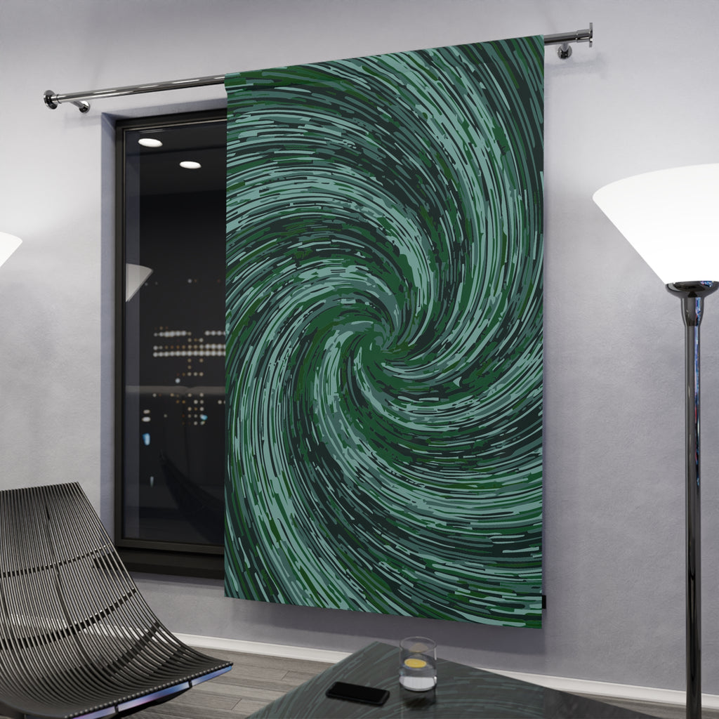 Abstract Green Swirly Temple Blackout Window Curtain